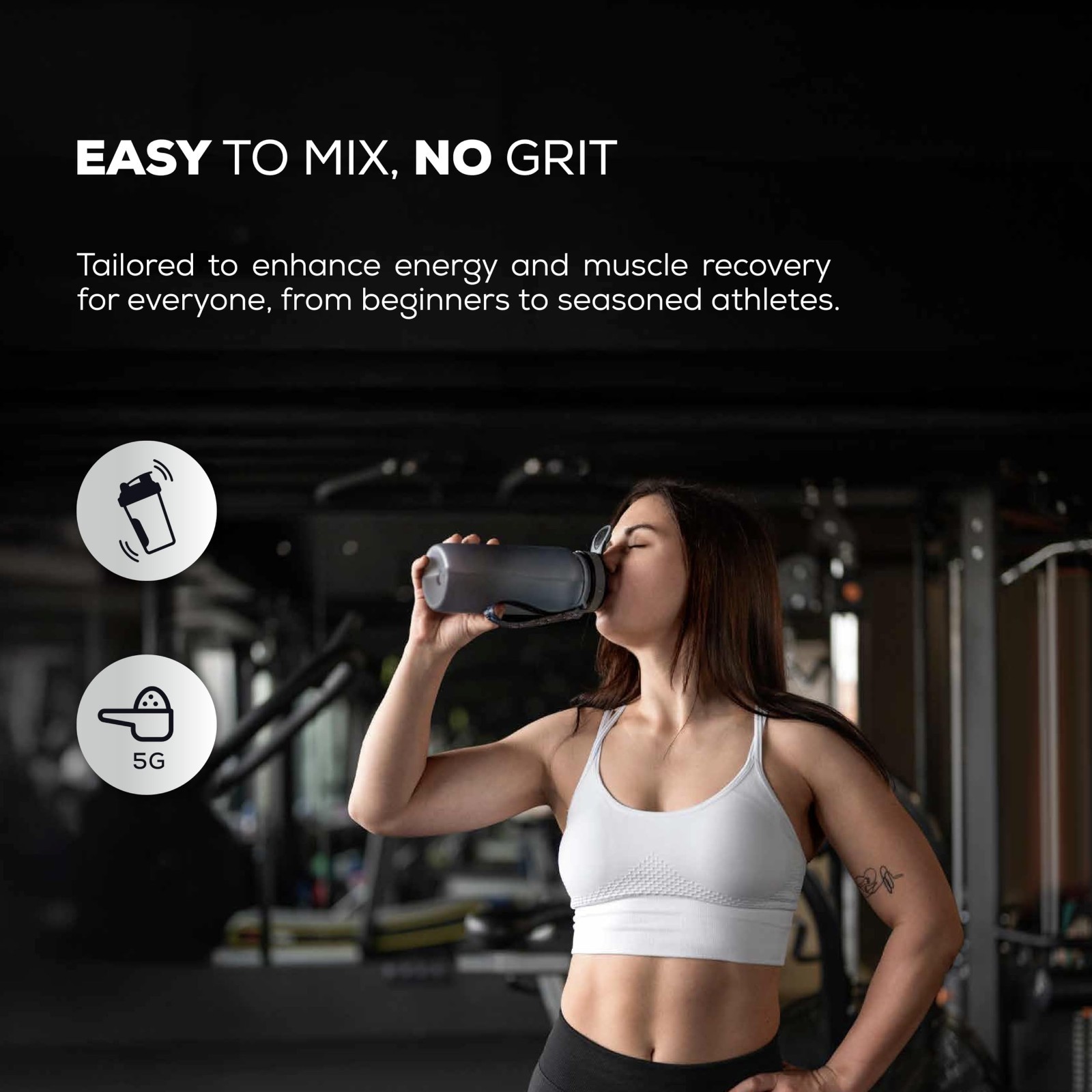 Micronized Creatine Monohydrate Powder – Unflavored, Easy Digestion, 5g/Scoop, 3