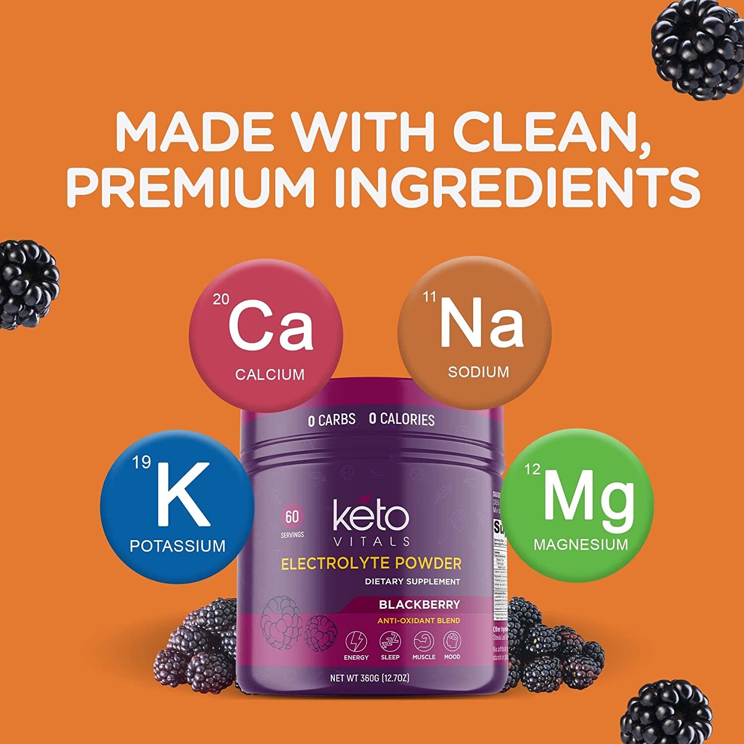 Keto Vitals Electrolyte Powder BlackBerry Energy Drink