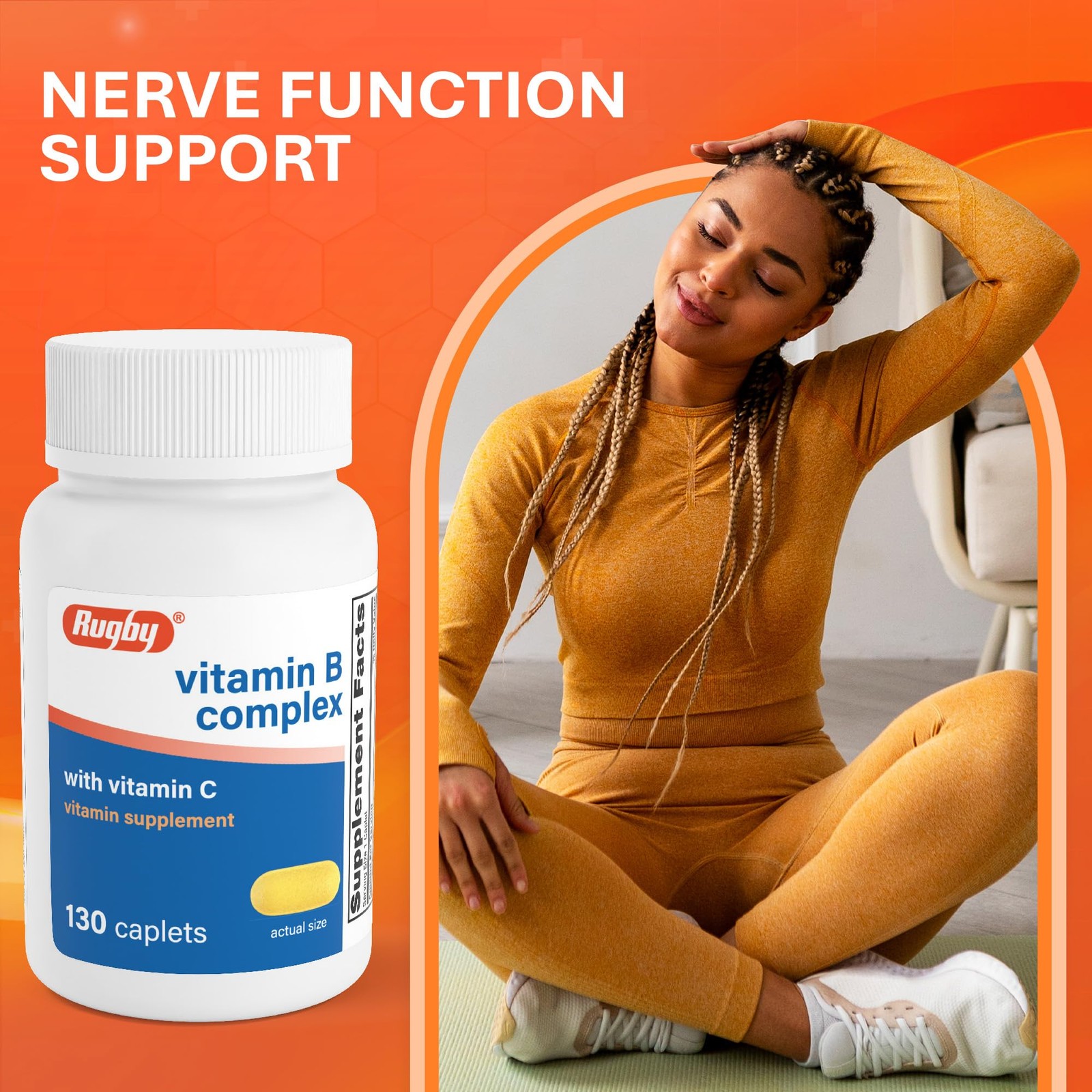 Rugby Vitamin B Complex with C – Gluten-Free B 1 Count (Pack of 130)