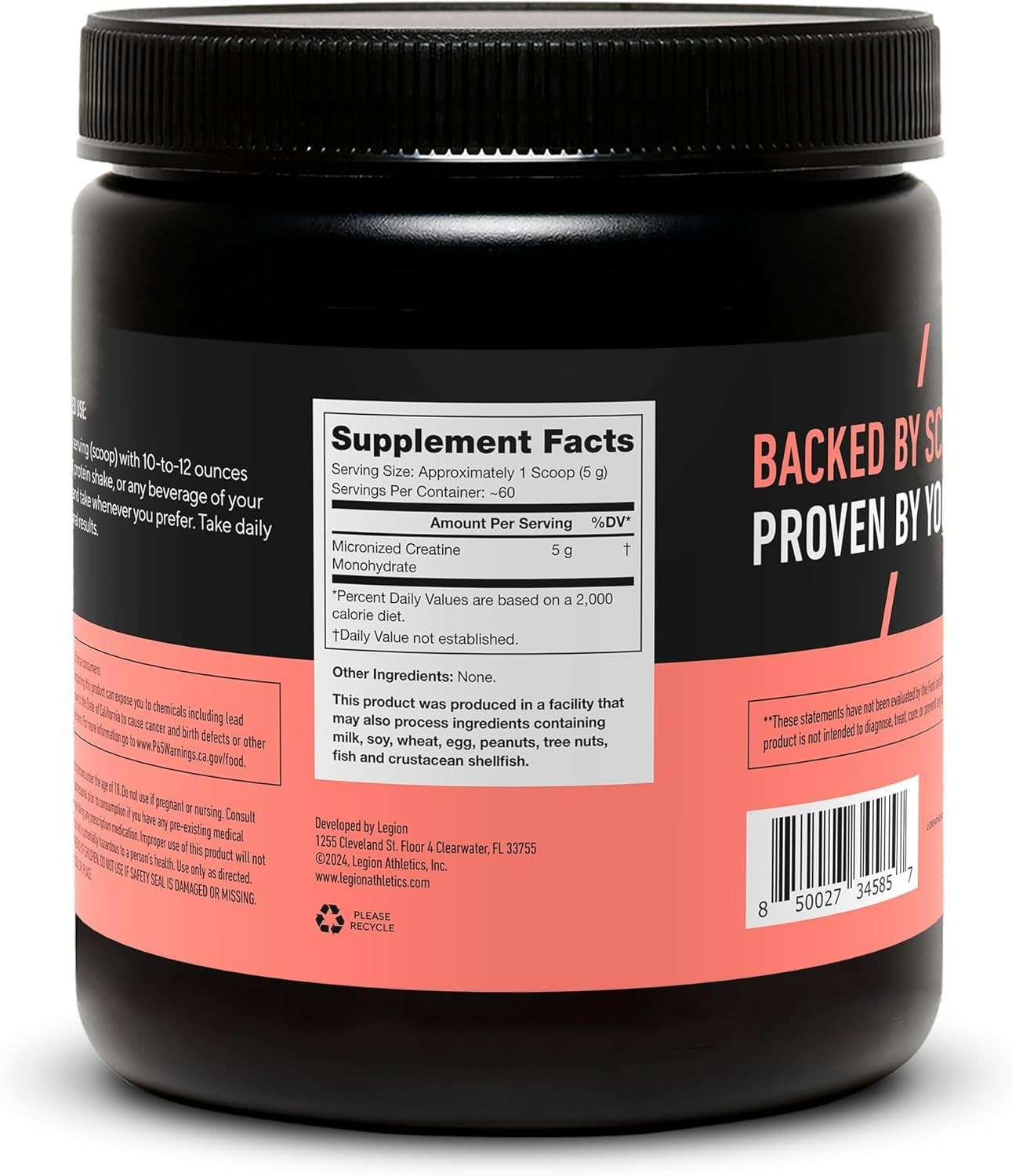 LEGION Creatine Monohydrate – Micronized Pure Powder Muscle, Strength & Recovery