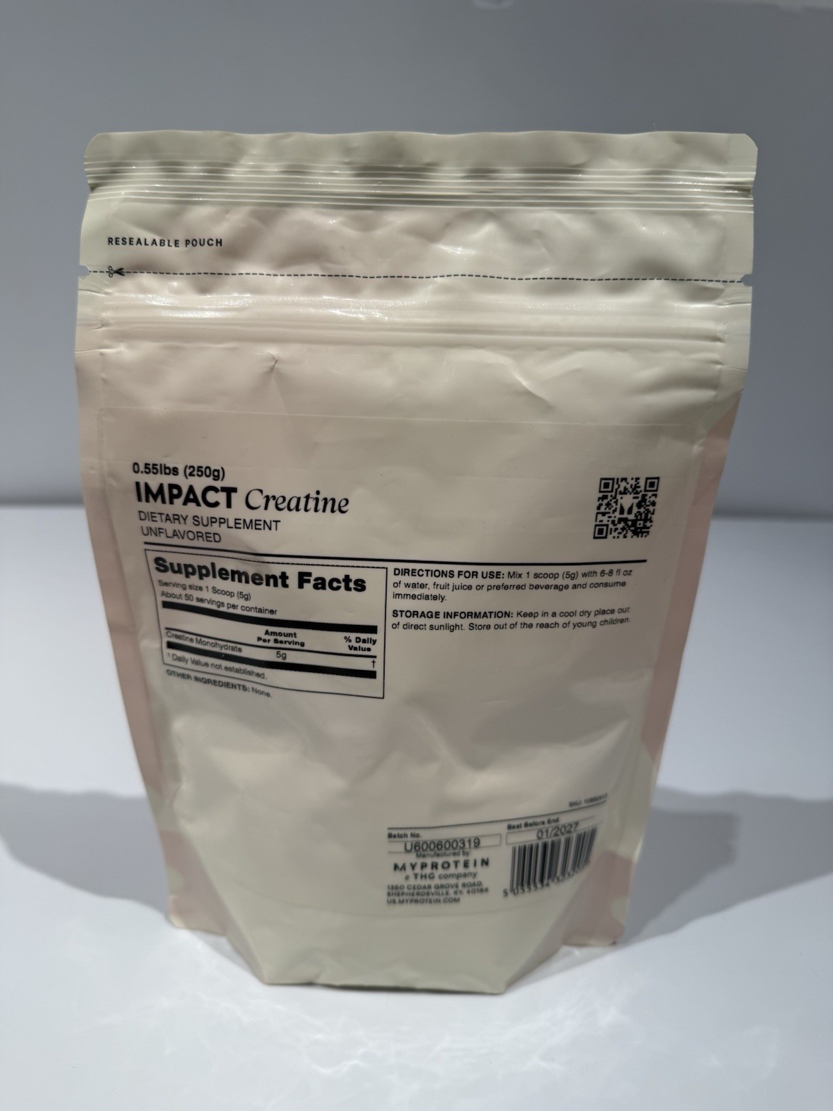 Myprotein Impact Creatine Monohydrate Powder .55lb 50Servings Pure Unflavored