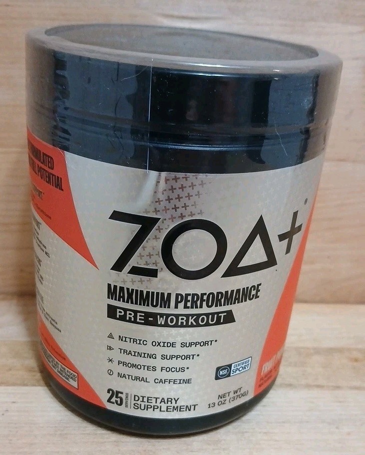 1CT: ZOA+ Zero Sugar PRE-WORKOUT! Powder “Fruit-Punch” NSF-CERTIFIED SPORT 13oz
