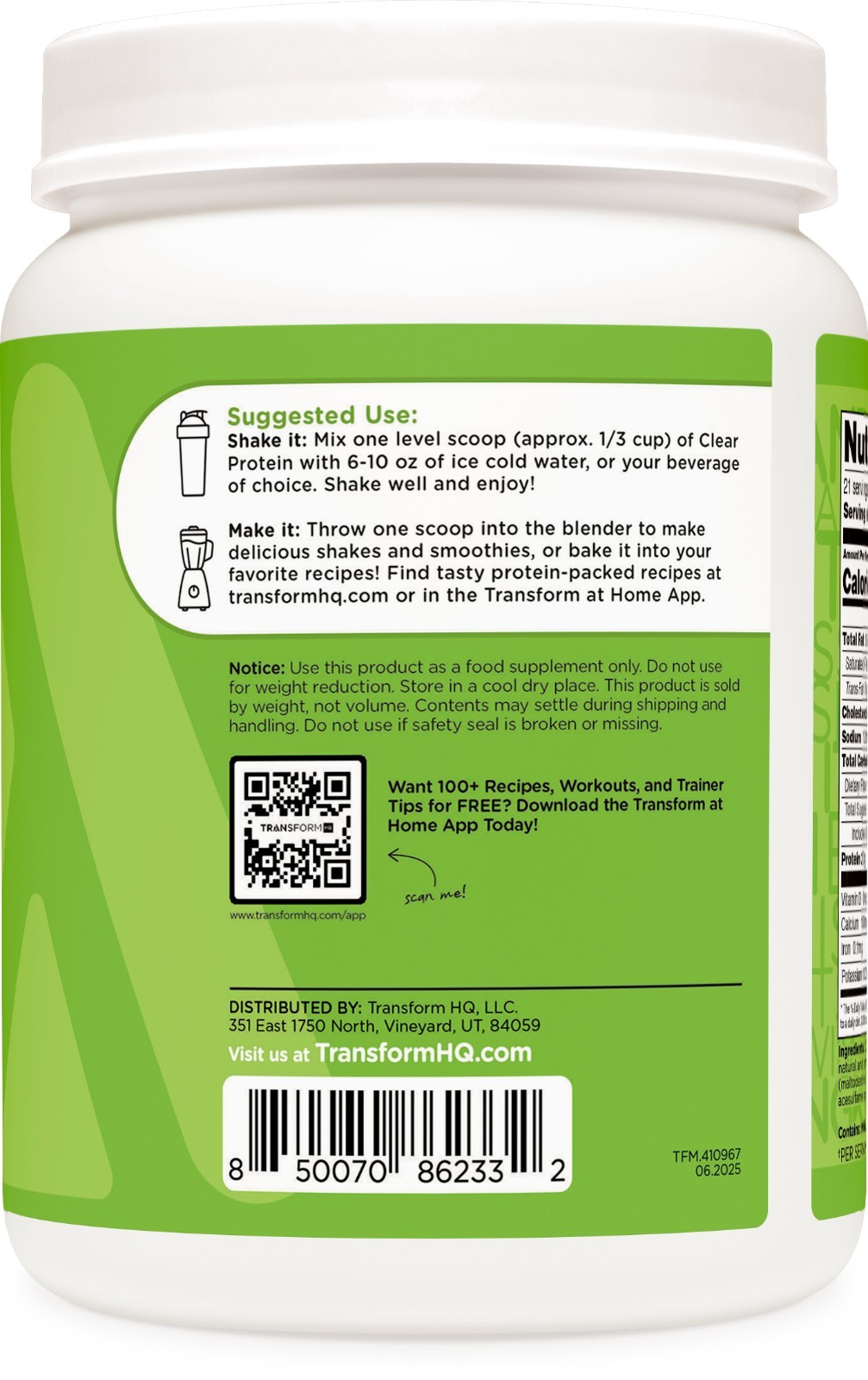 TransformHQ Clear Protein Powder (Watermelon Burst) 21 Servings – 20g of Protein