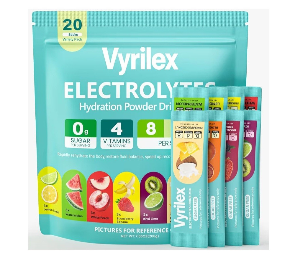 Vyrilex Electrolytes Hydration Powder Drink Mix Sugar-Free Keto Variety 20 ct