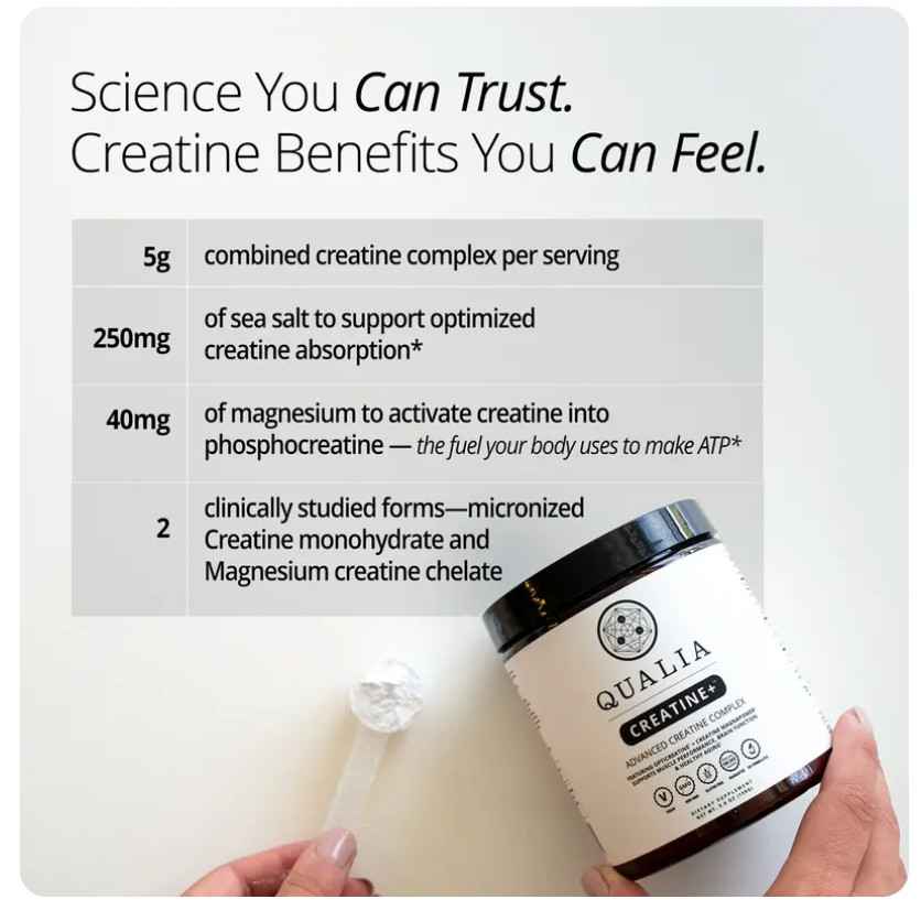 Qualia Creatine+ Advanced Creatine Powder Vegan Non-GMO Unflavored 5.6 oz, 03/28