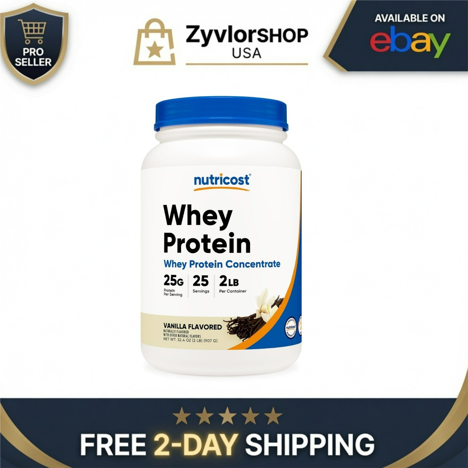 Nutricost Whey Protein Concentrate Vanilla 2lbs – 25g Protein per Serving