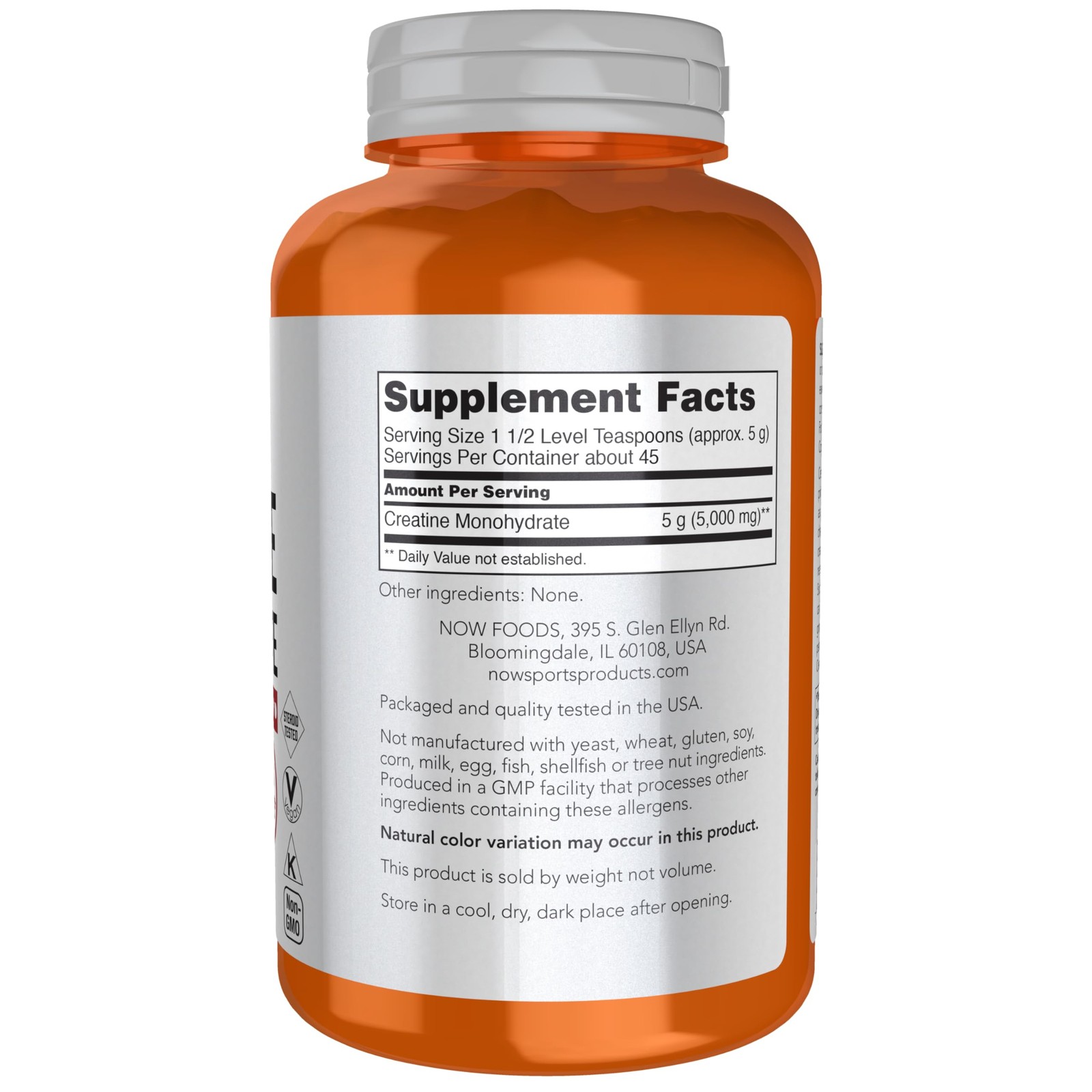 Now Sports Creatine Monohydrate 8 Ounce Pure Muscle Fuel Energy Supplement