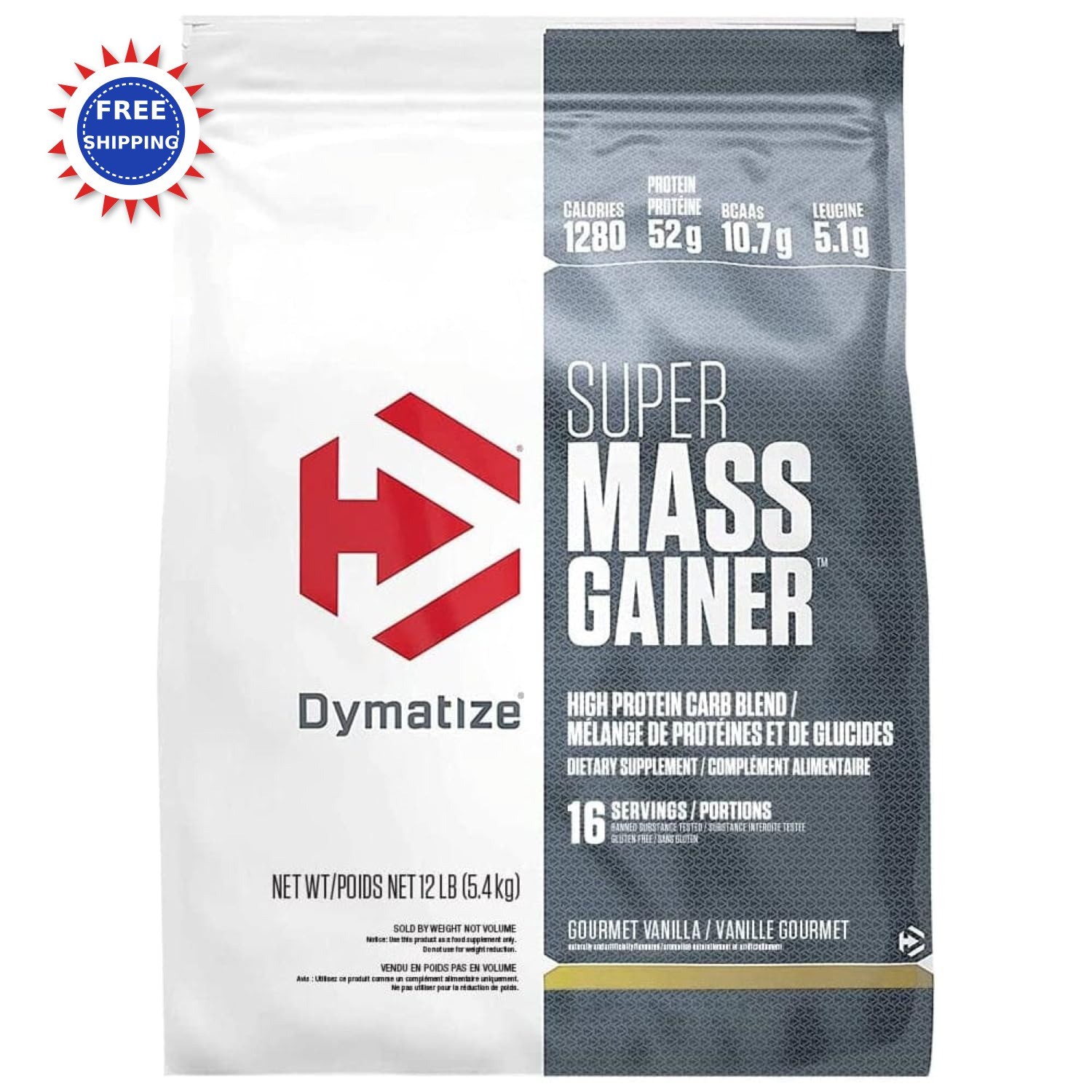 Dymatize Super Mass Gainer Protein Powder Gourmet Vanilla Creatine 1280 Calories