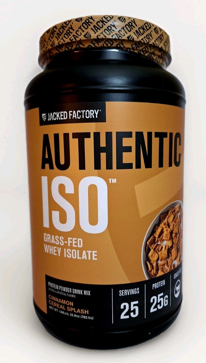 Jacked Factory Grass-fed ISO Cinnamon Cereal, 25 Serv, 25g Protein, 04/2027✨️