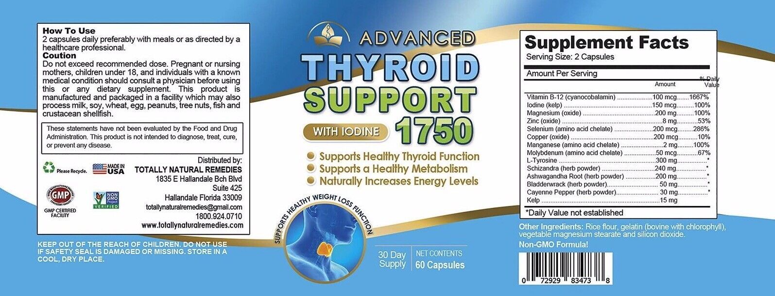Thyroid Support Weight Management Supplement 60 Caps & Female Lubricant Gel Lube