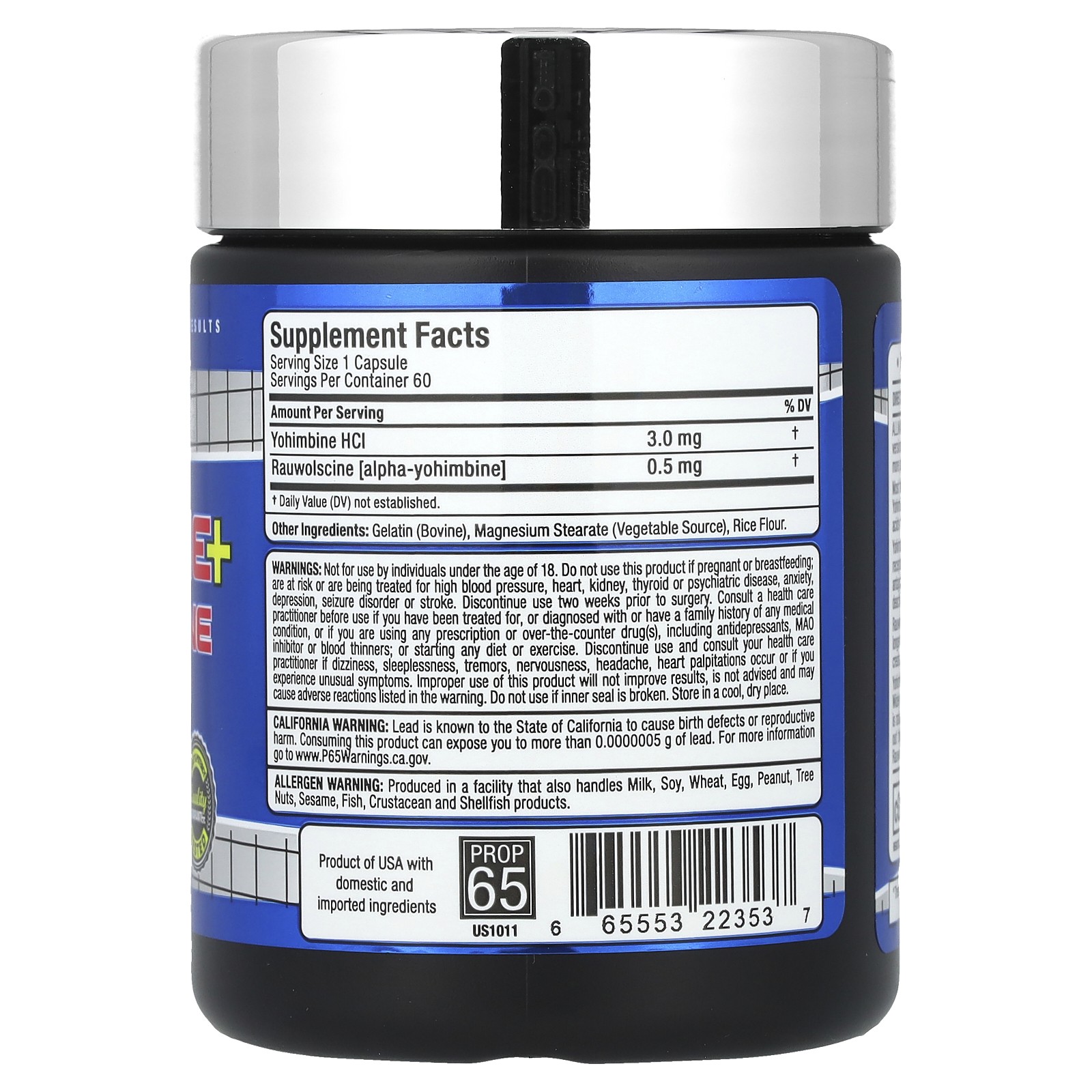 Yohimbine + Rauwolscine, 60 Capsules