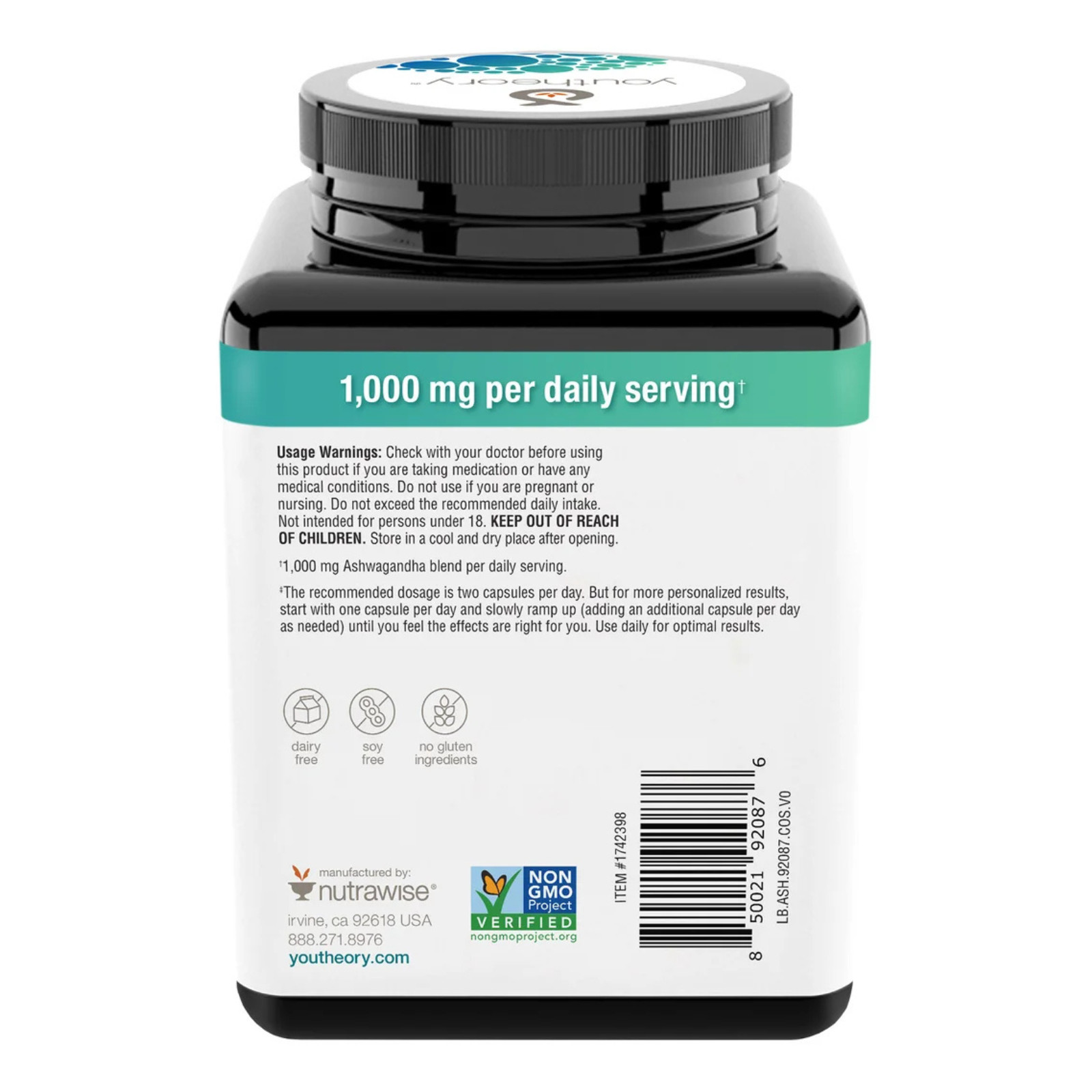 Youtheory Ashwagandha 1000 mg 180ct 05/27 – (2 Pack)
