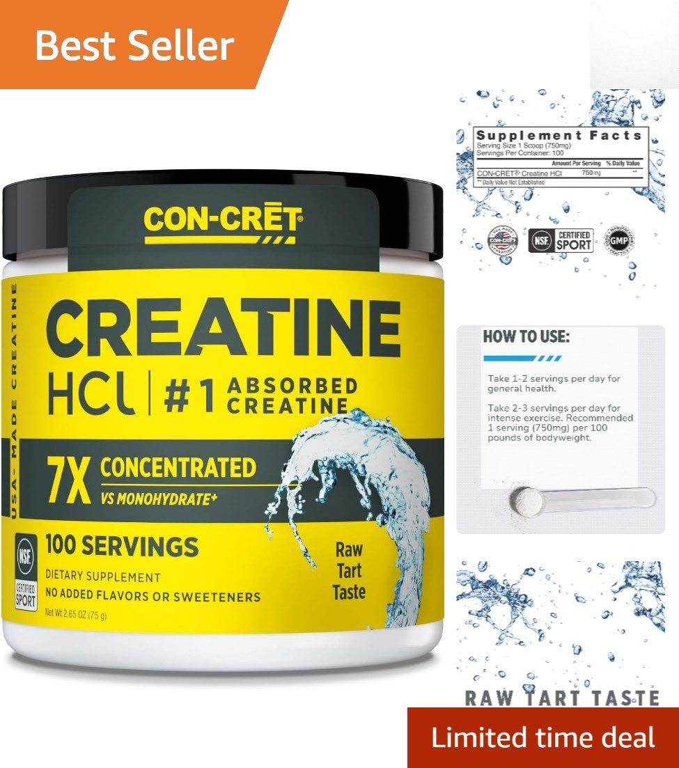 Unflavored Creatine HCl Powder, 100 Servings – Zero Cramps, Optimal Energy Boost
