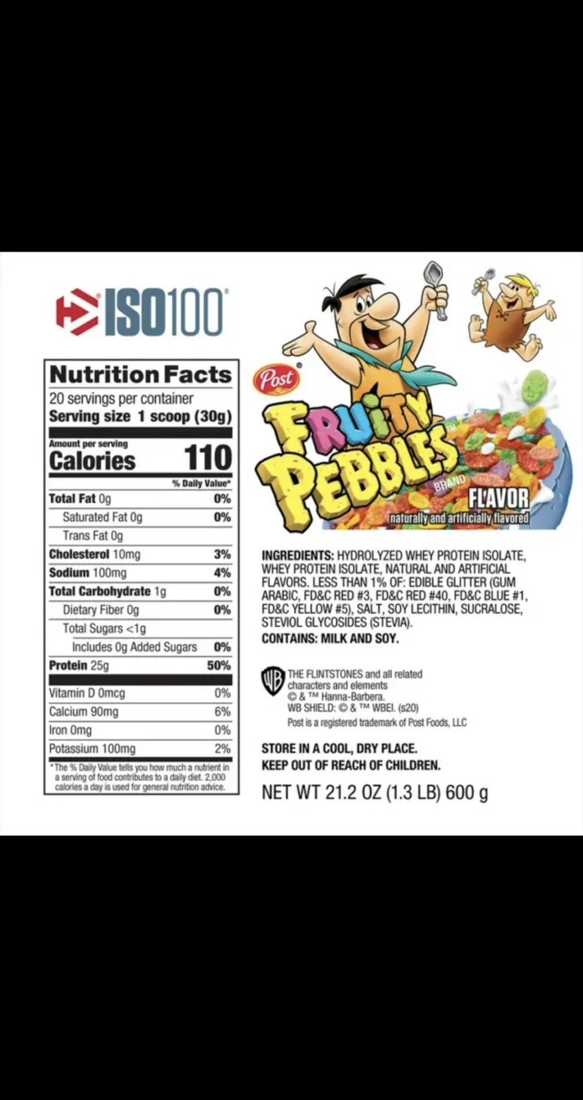 Dymatize ISO100 Hydrolyzed Fruity Pebbles Whey Protein Powder – 1.6lbs.