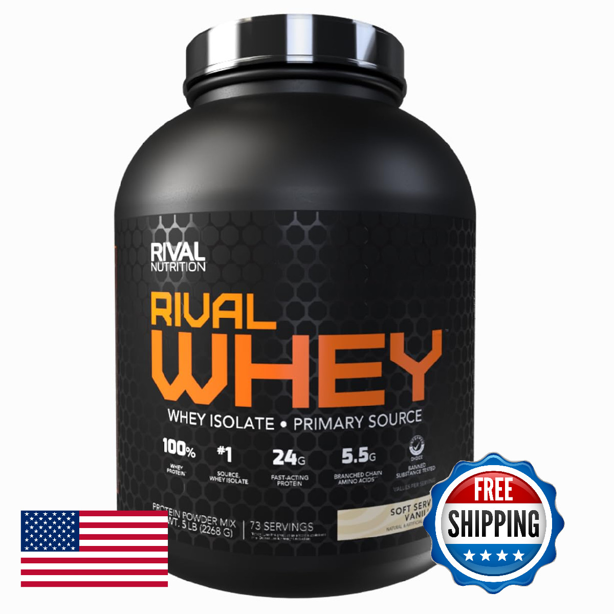 Rival Whey Soft Serve Vanilla 5lb – 100% Protein Isolate/Concentrate/Hydrolysate
