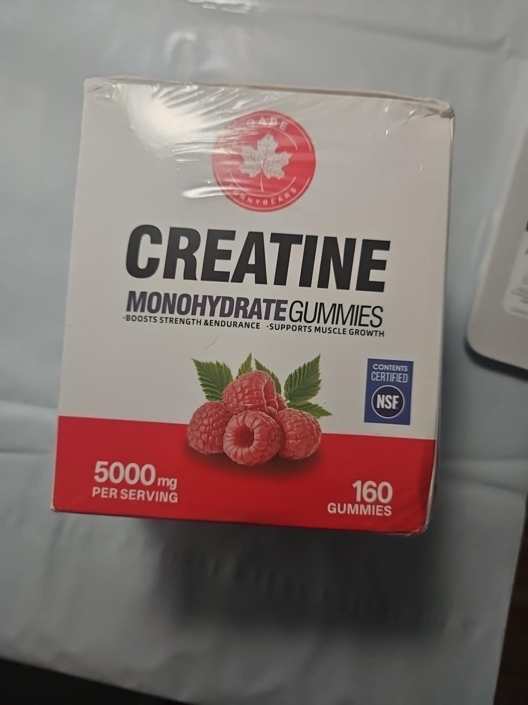 Gabe Funnybear Creatine Monohydrate Gummies 5000mg Raspberry 160 NSF GF