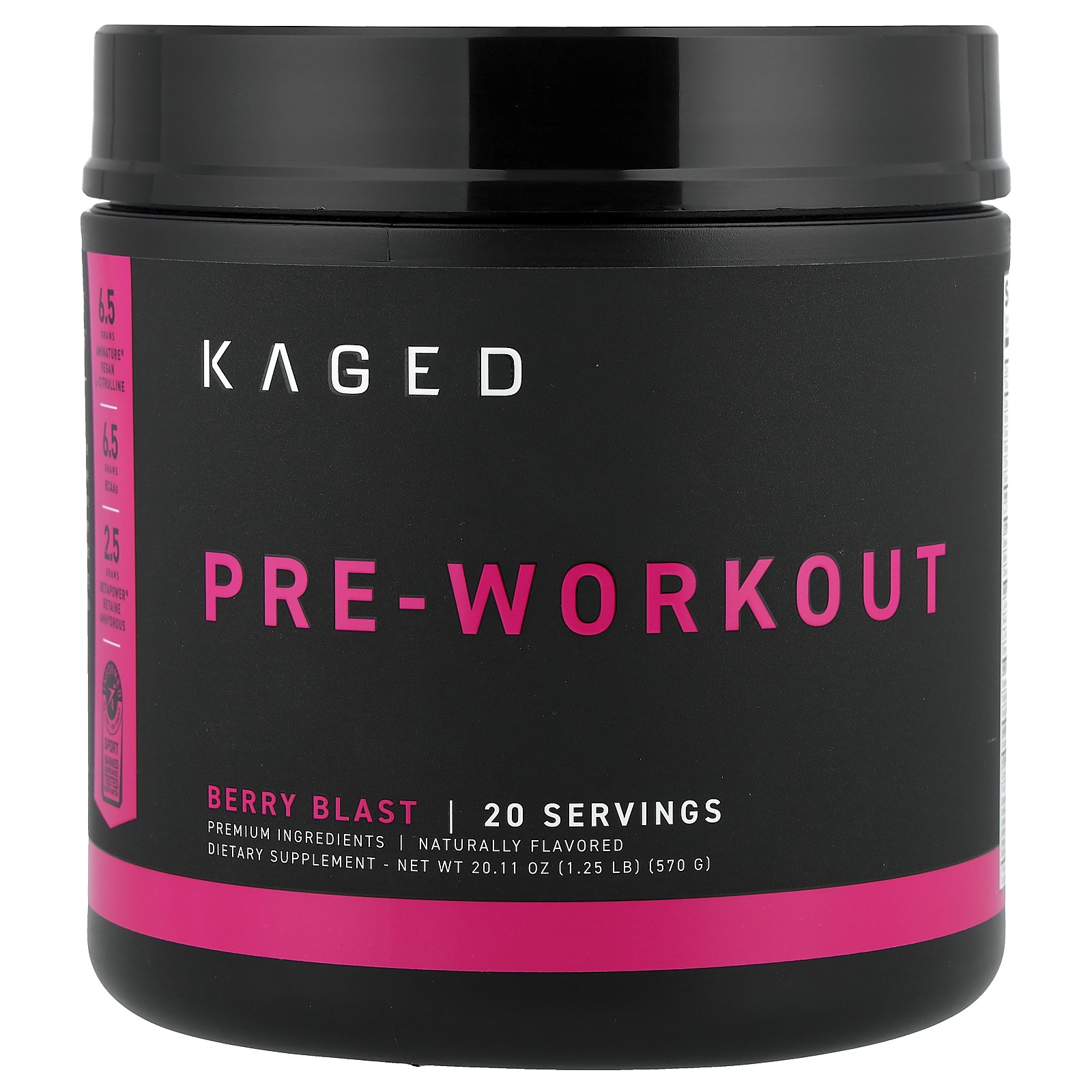 PRE-KAGED, Pre-Workout, Berry Blast, 1.29 lb (584 g)