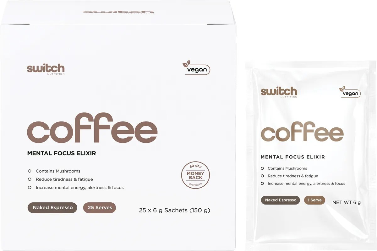 New Switch Nutrition Coffee Mental Focus Elixir Naked Espresso 25 Packs