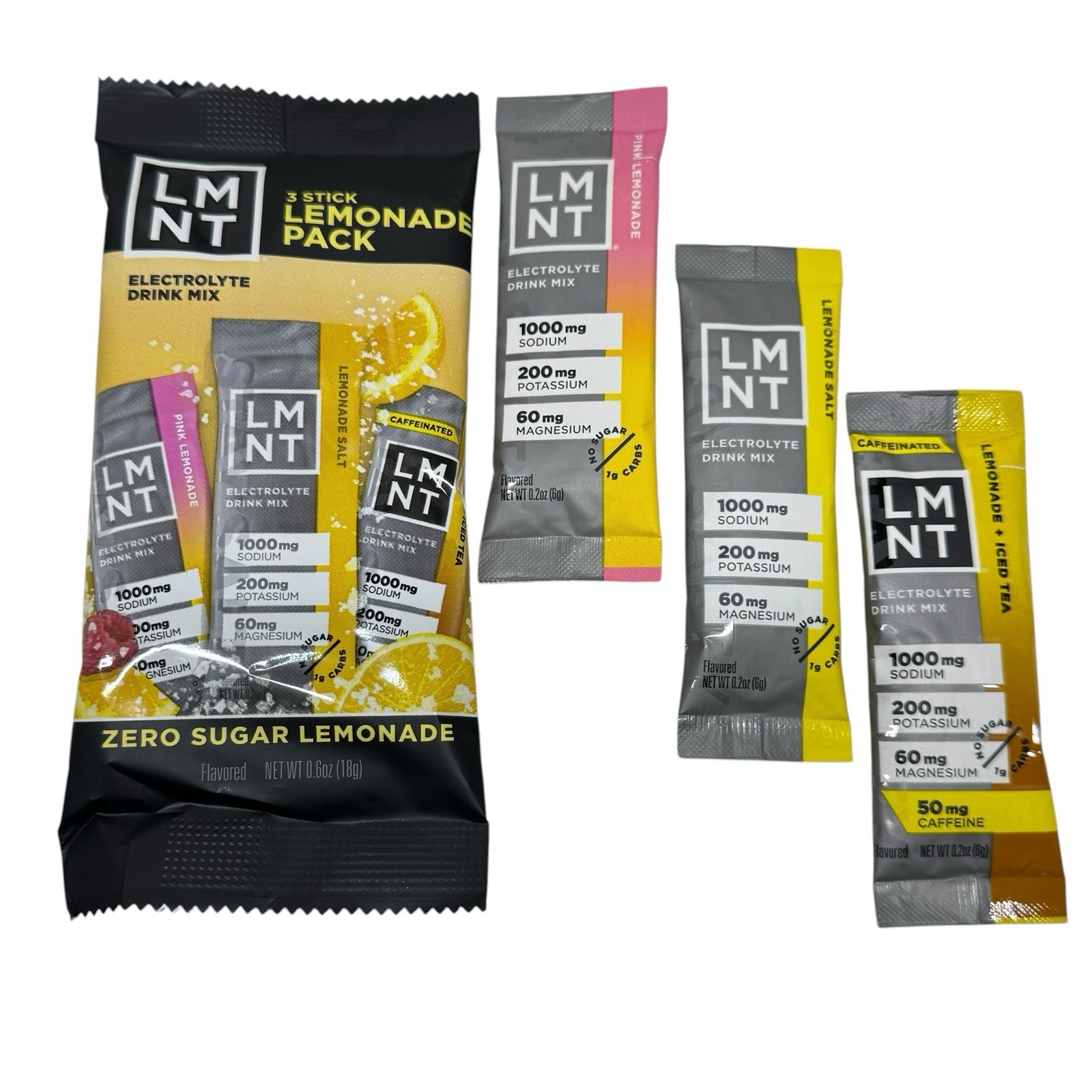 LMNT Electrolyte Drink Mix 3 Pack NEW LEMONADE FLAVORS Hydration Zero Sugar Keto