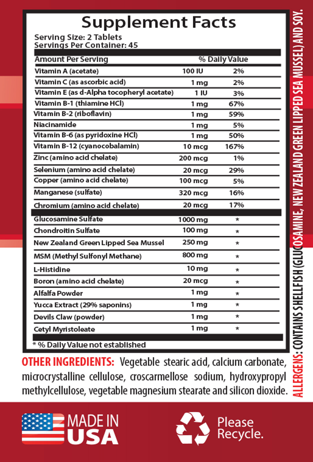 bone and joint health supplements – JOINT MATRIX PREMIUM COMPLEX zinc copper 2B
