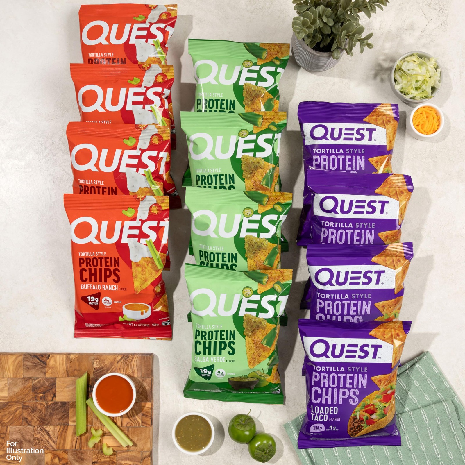 Quest Nutrition Game Day Protein Chips Variety Pack, Buffalo Ranch, Salsa Verde,