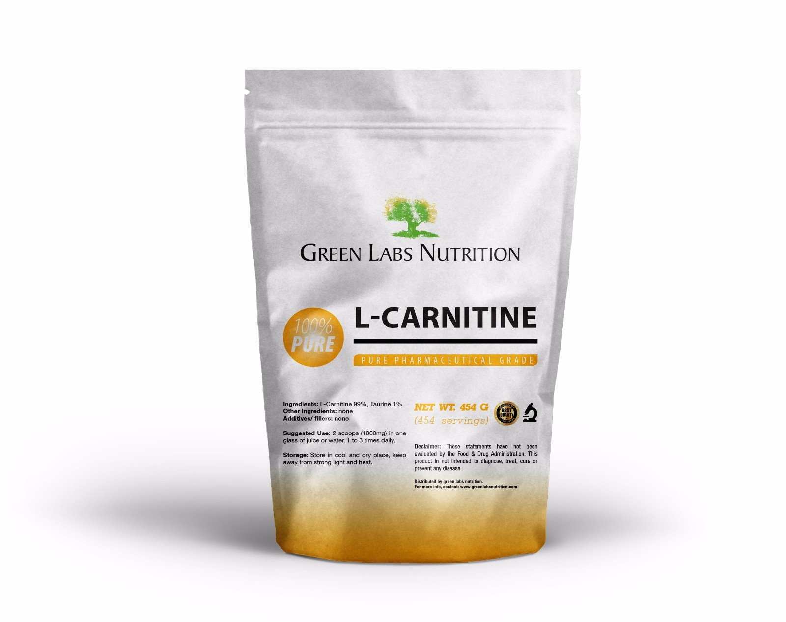 L-Carnitine free form pure powder 454g Weight Loss, Better Endurance and Energy