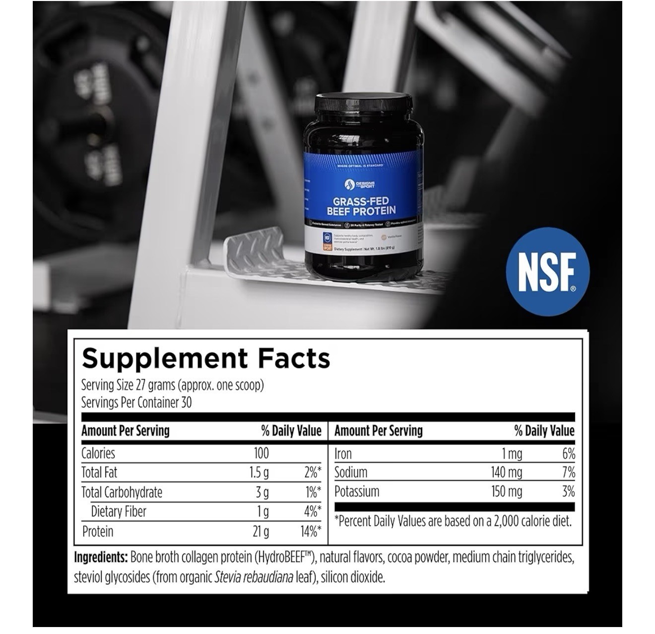 DFS Beef Protein Powder – NSF Certified for Sport Hydrolyzed Protein, Chocolate