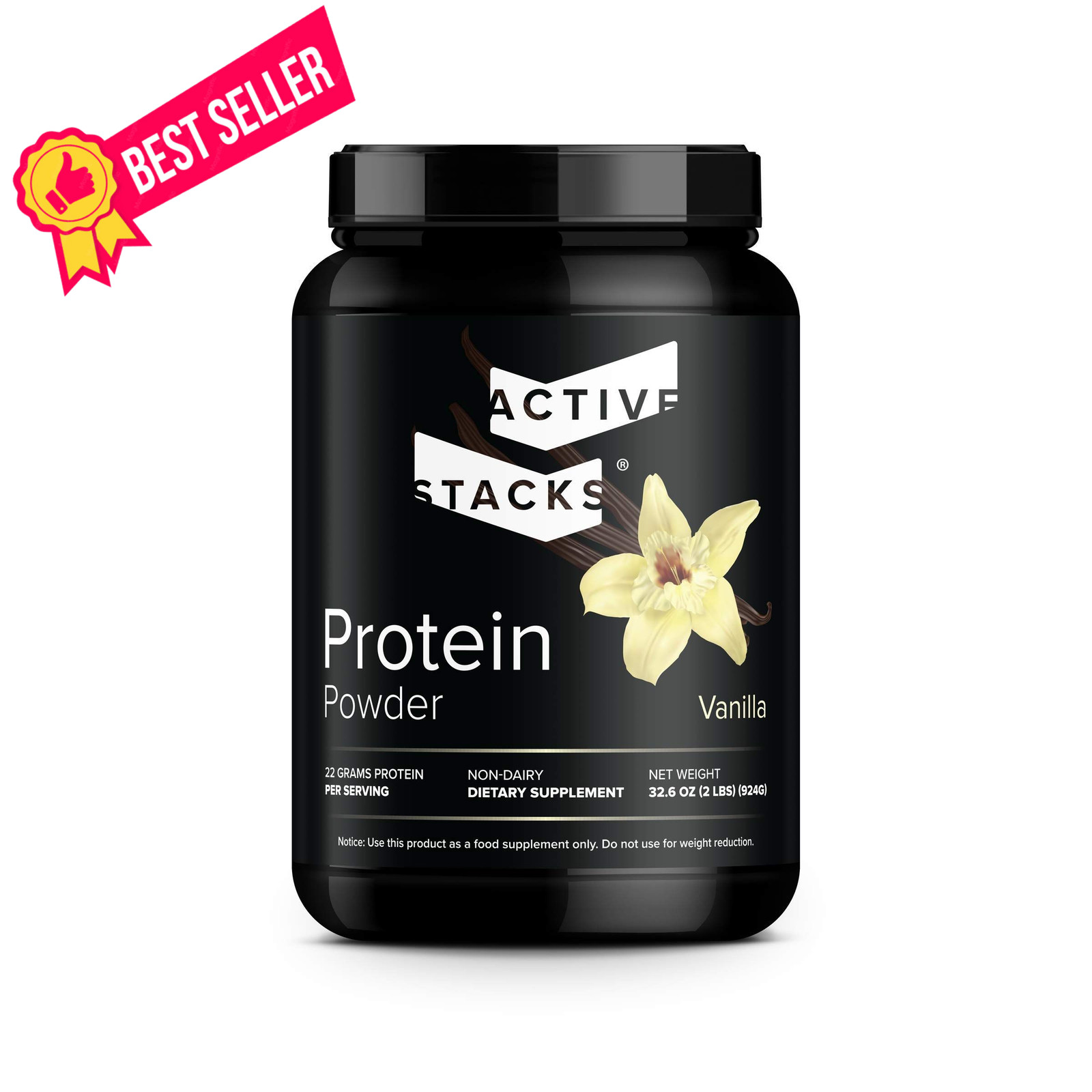 Active Stacks Beef Protein Powder, Vanilla – Dairy Free 2 Pound (Pack of 1)