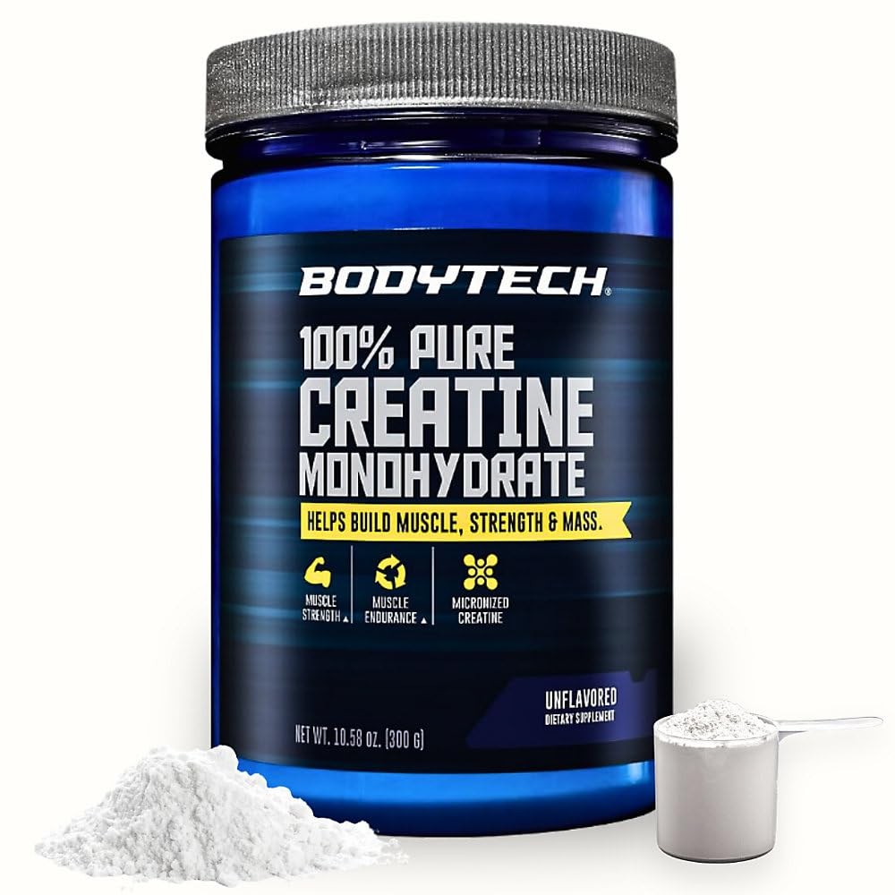 BodyTech Creatine Monohydrate Powder, 60 Servings (Pack 0f 1), No Color