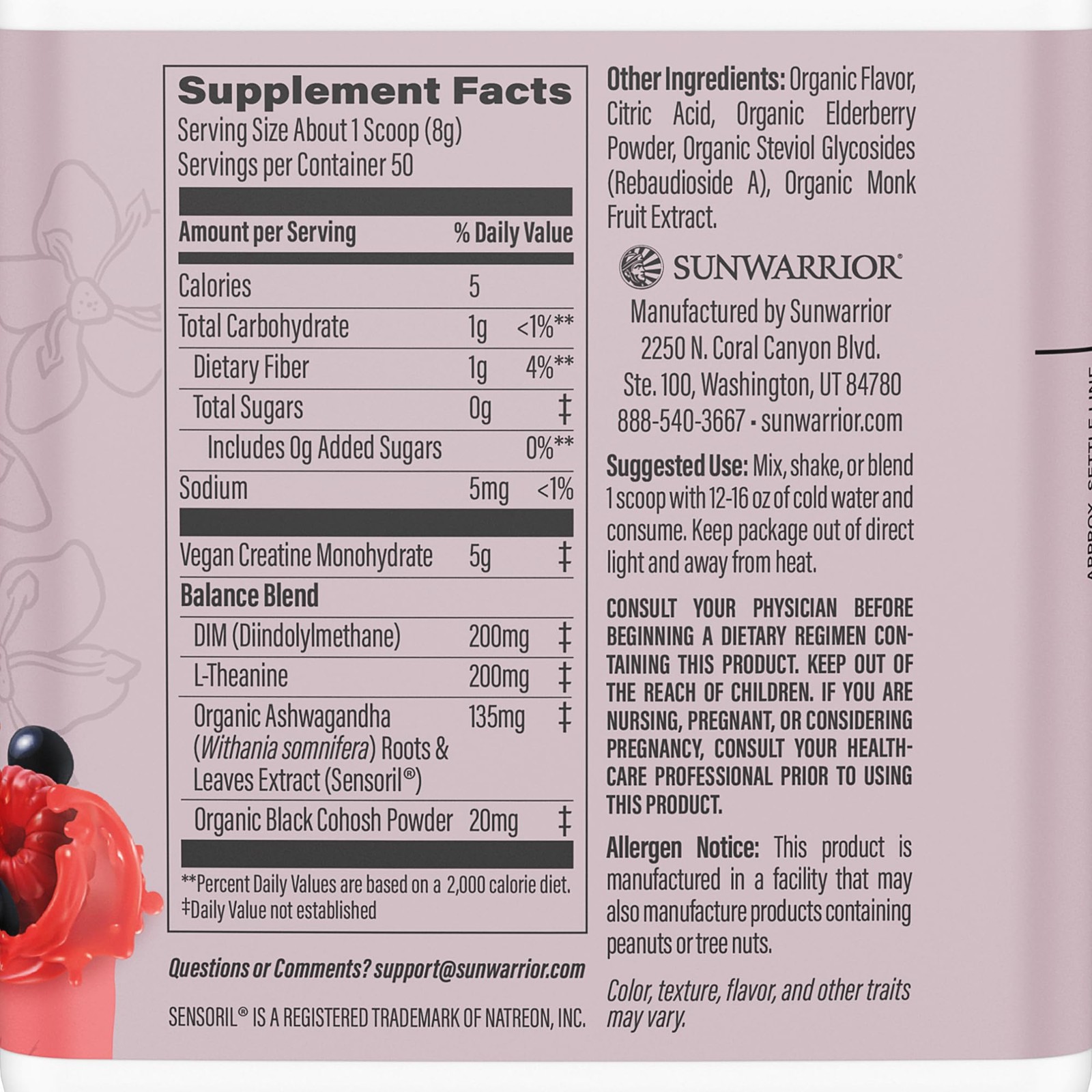 Raspberry Elderflower Active Creatine Monohydrate for Her, 14.1 OZ