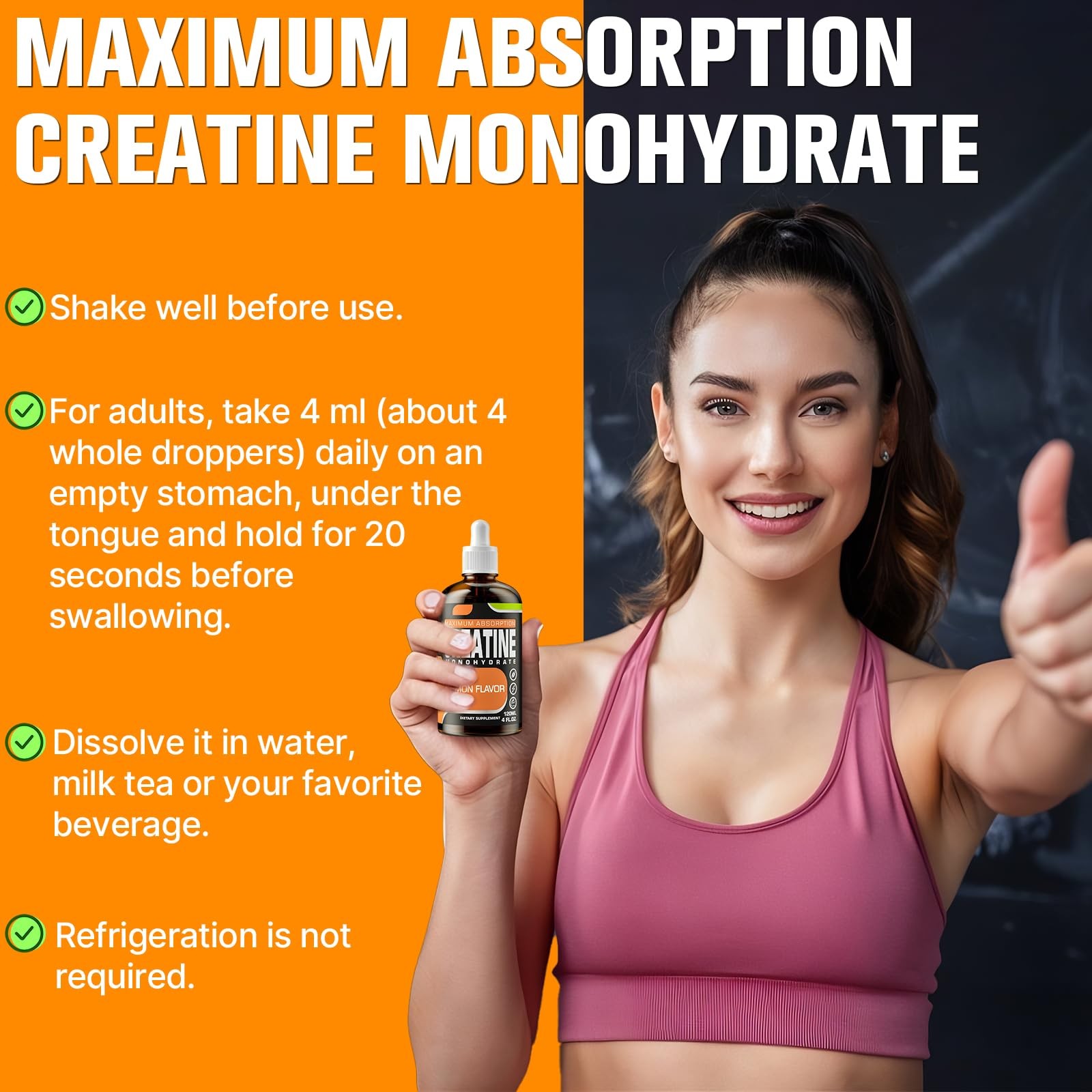 Creatine Monohydrate Liquid Creatine for Muscle Mass Strength Glute Booty & E…