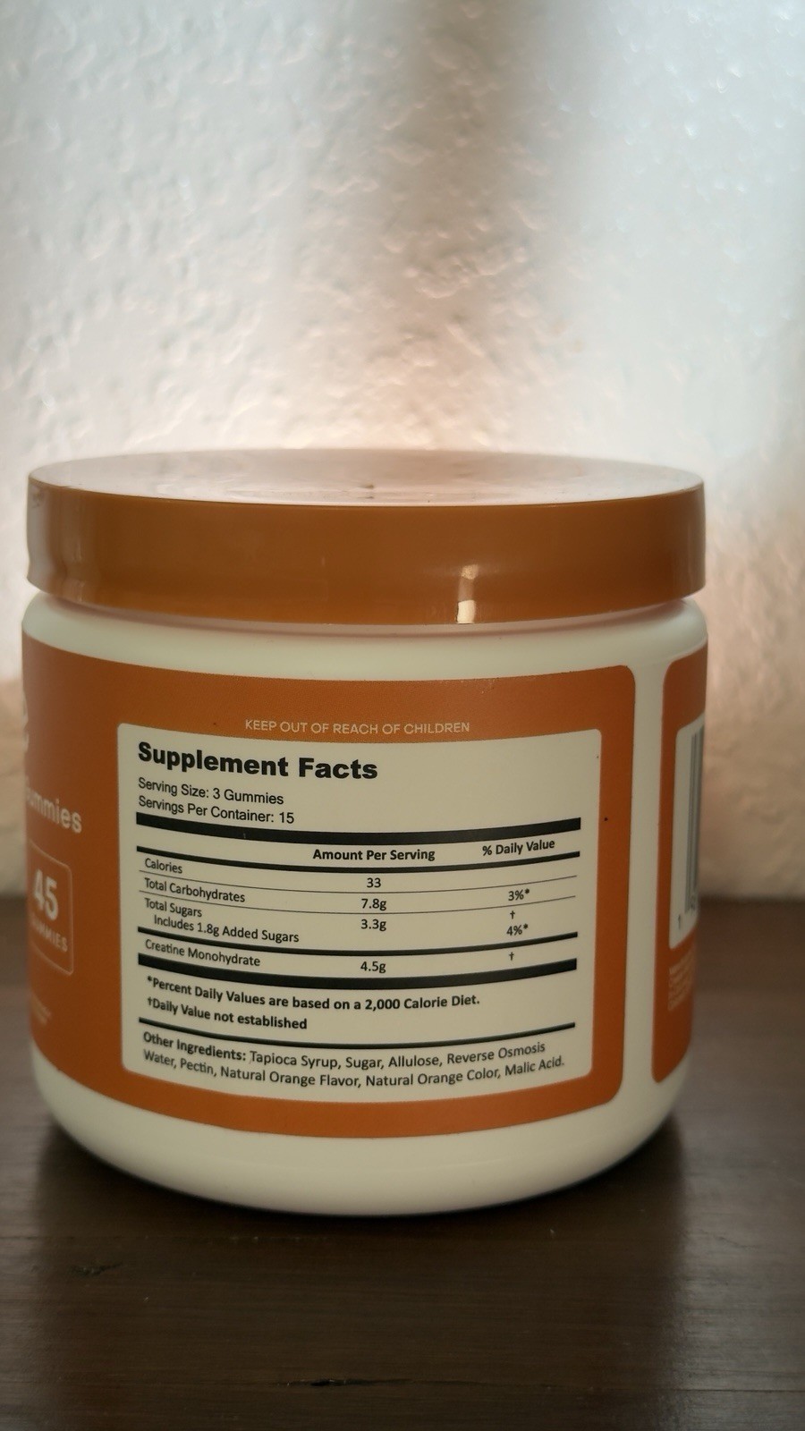 create Creatine Monohydrate Gummies Orange, 45ct (15 Servings) 4.5g, 8oz