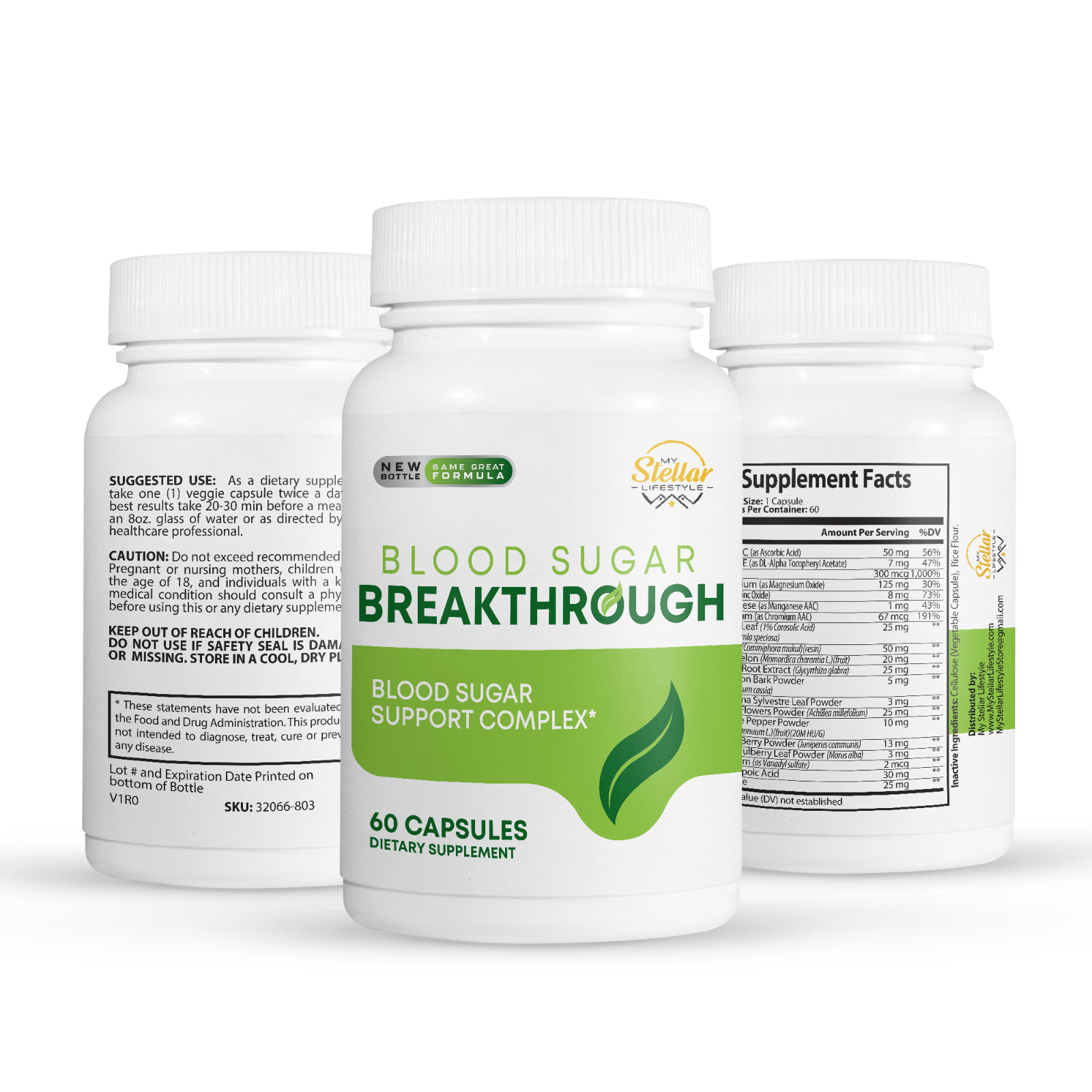3 Pack Blood Sugar Breakthrough, soporte de azúcar en sangre-60 Cápsulas x3
