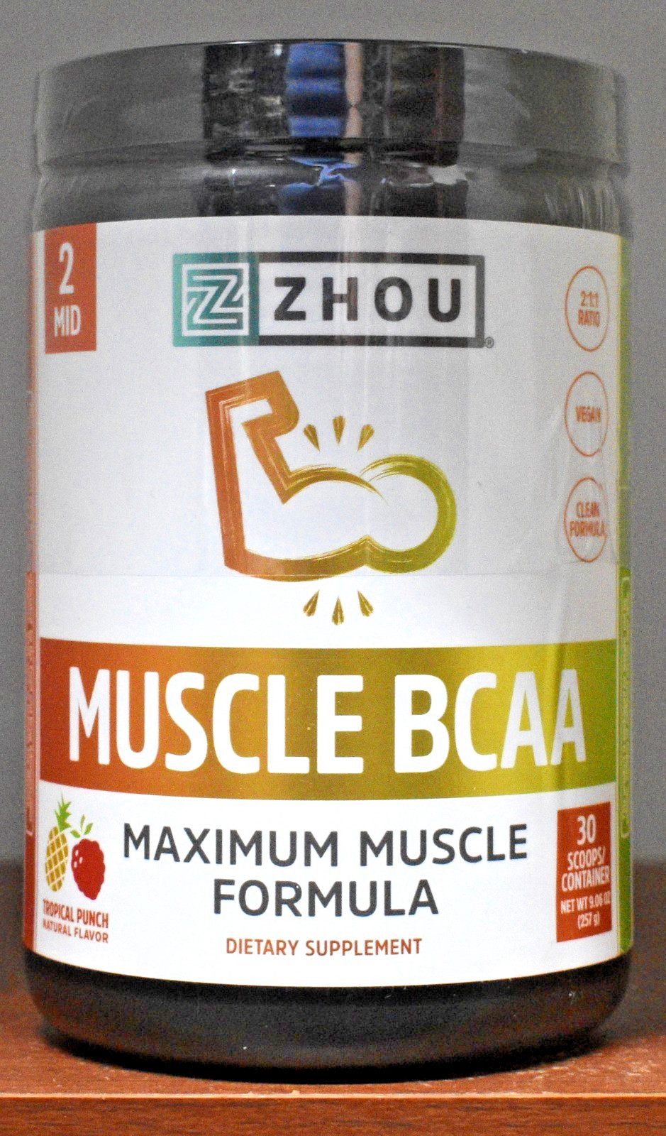 Zhou Nutrition Muscle BCAA Tropical Punch 9.06 oz (257 g) 30 Scoops