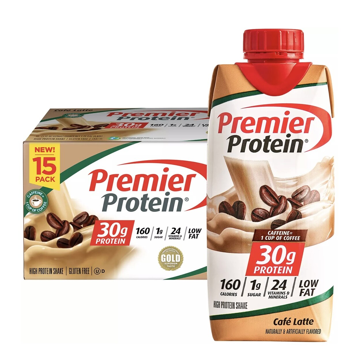 Premier Protein High Protein Shake Cafe Latte 11 fl. oz., 15 pk.