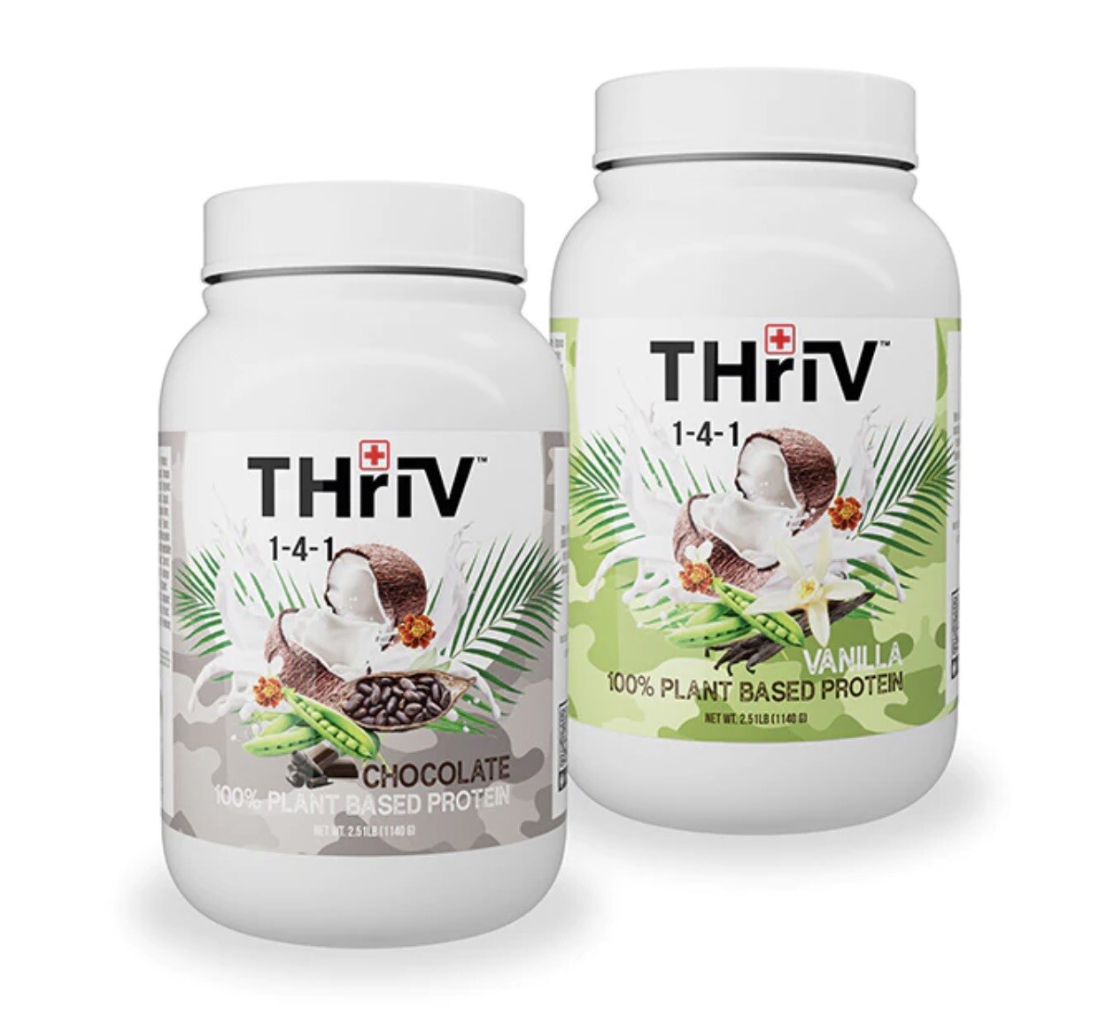 THriV Organic Protein Powder Chocolate 100% Plant Based(21G Protein) 2.5LB￼￼ TUB