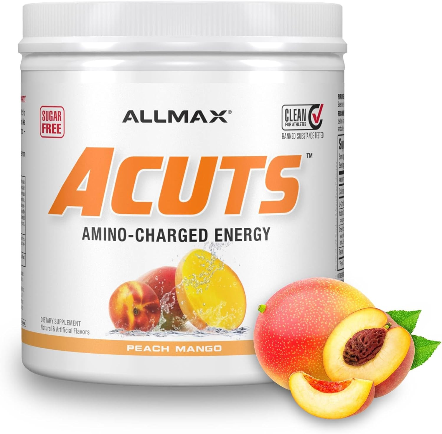 ACUTS Amino Energy Powder with Amino Acids Supplement, Peach Mango, 30 Servings,