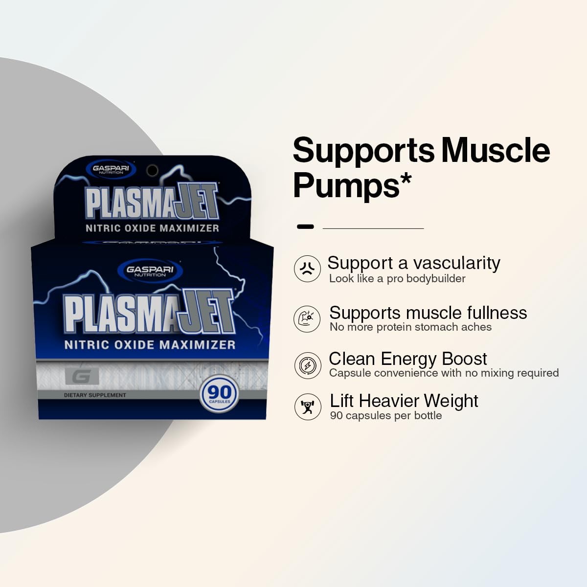 Gaspari Nutrition PlasmaJet, Legendary N.O. Nitric Oxide Maximizer, Increased Le