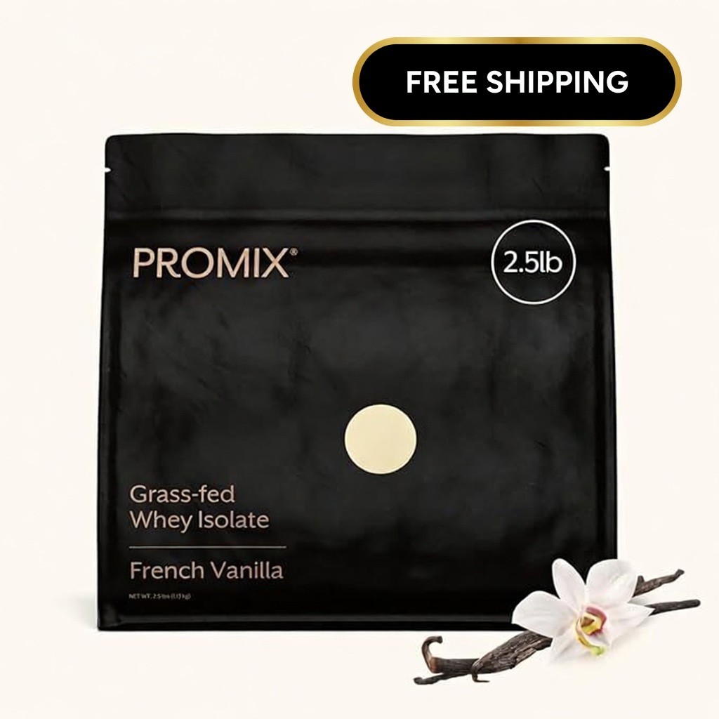 Promix Grass-Fed Whey Isolate Protein Powder French Vanilla 2.5lb – 30g Protein
