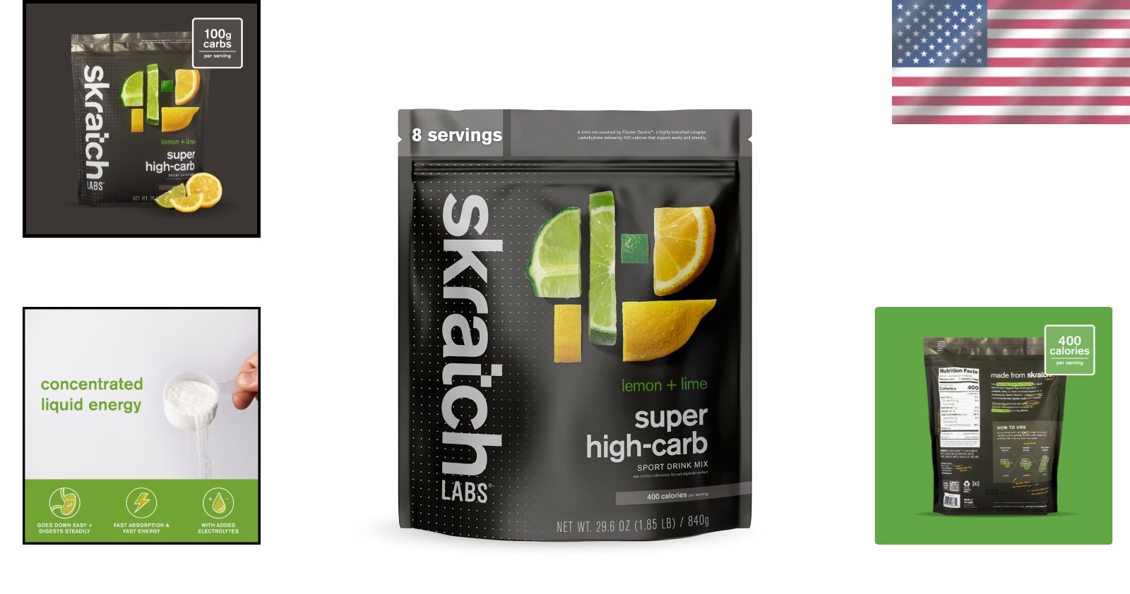 Sustained Energy Hydration Drink – High-Carb Lemon Lime Powder, 8 Servings