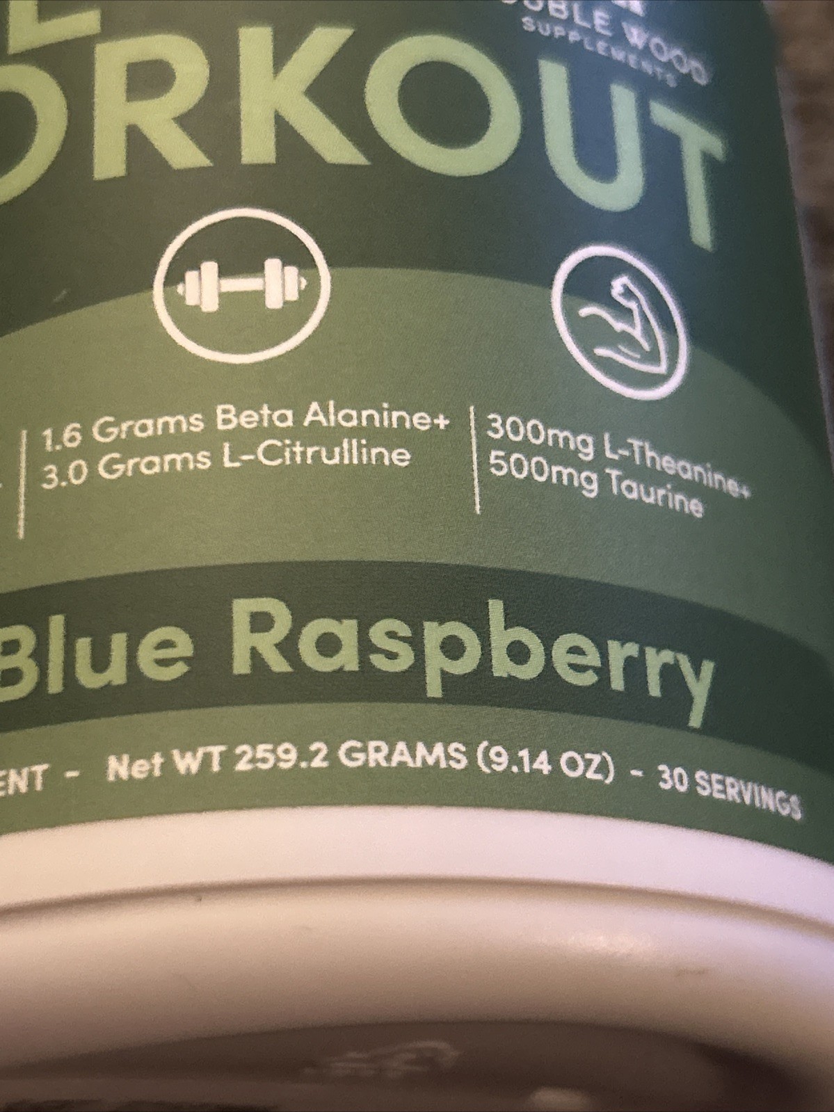 New Double Wood Supplement Pre Workout Powder Blue Raspberry 9.14oz 30 Servings