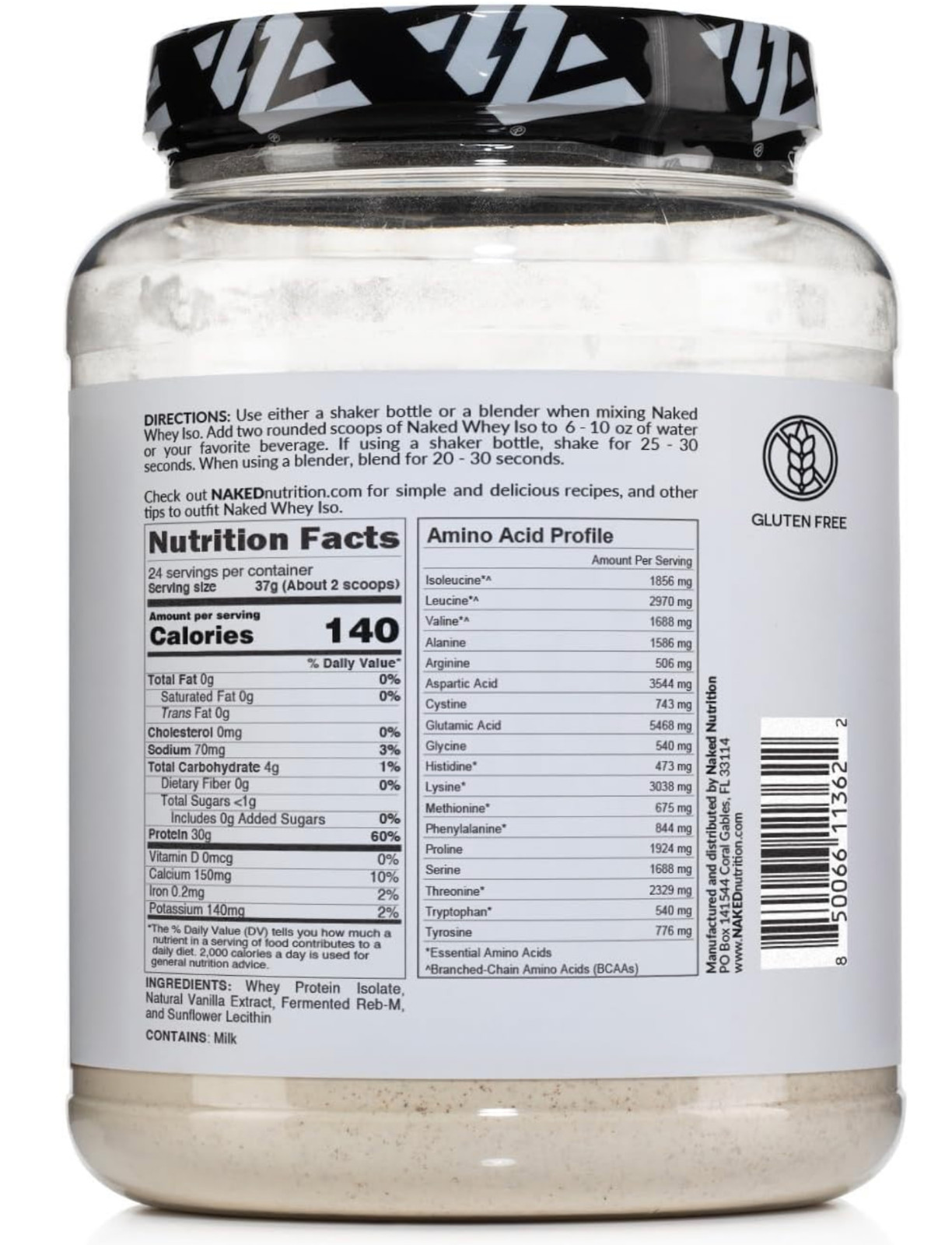 NAKED Vanilla Whey Isolate Protein – Only 4 Ingredients 24 Servings