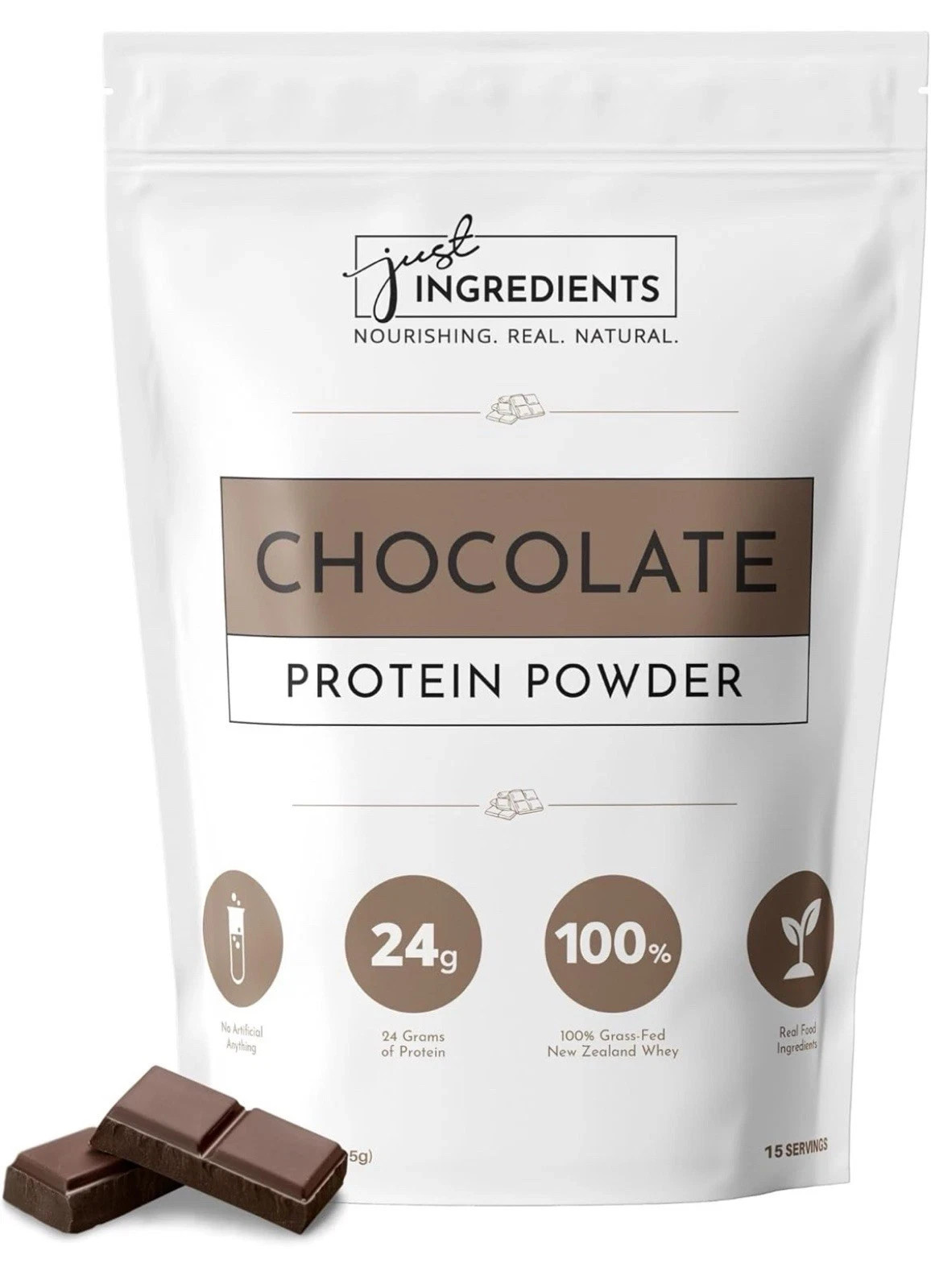 JUST INGREDIENTS Chocolate Protein Powder PACK OF 2, 15 Serving 24g Protein New