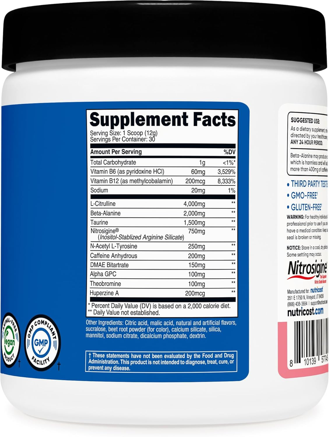 Pre-Workout Powder (Watermelon Candy) 30 Servings – Gmo-Free, Gluten-Free, Veget
