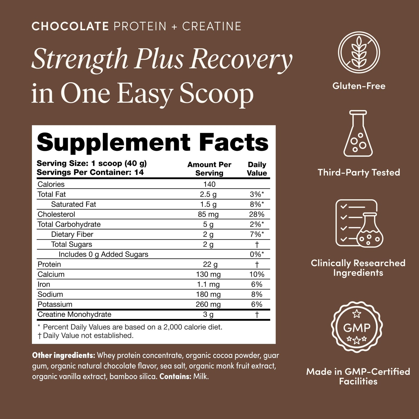 Protein + Creatine, Made with Creavitalis Creatine Monohydrate, Whey Protein,…