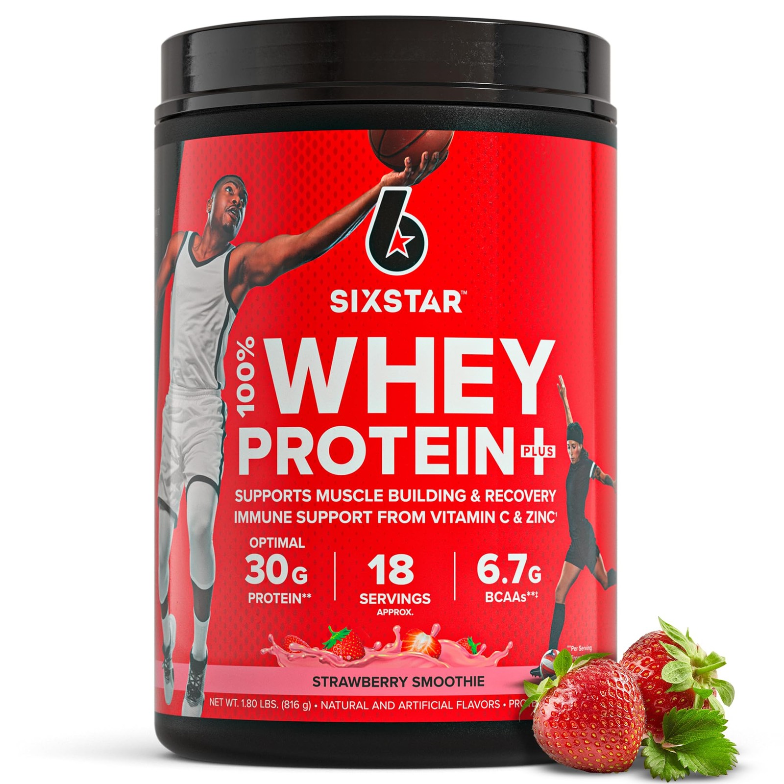 Six Star Whey Protein Powder Plus 1.81 Pound (Pack of 1), Strawberry Smoothie