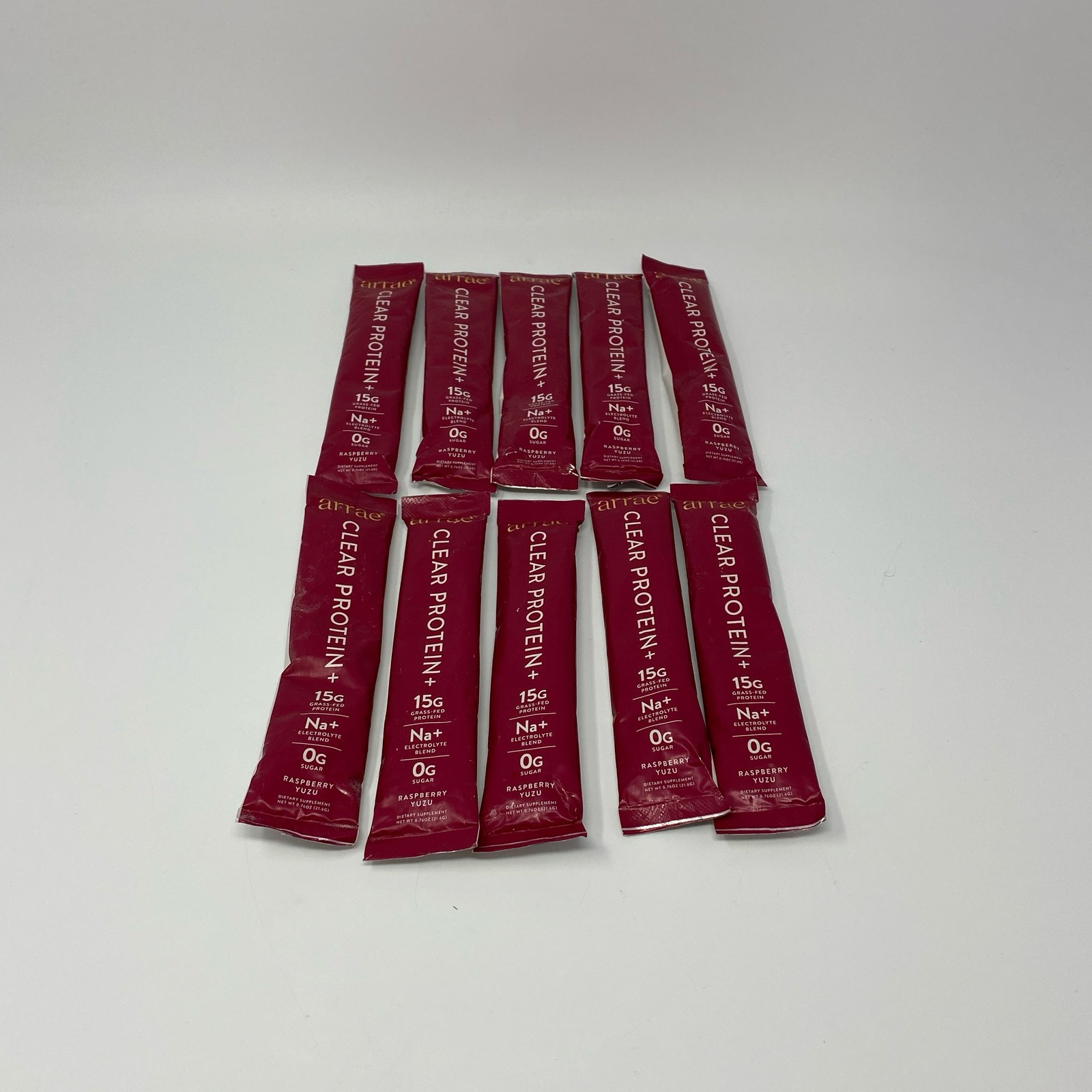 Arrae Clear Protein+ Raspberry Yuzu 15g Sticks, Lot of 10
