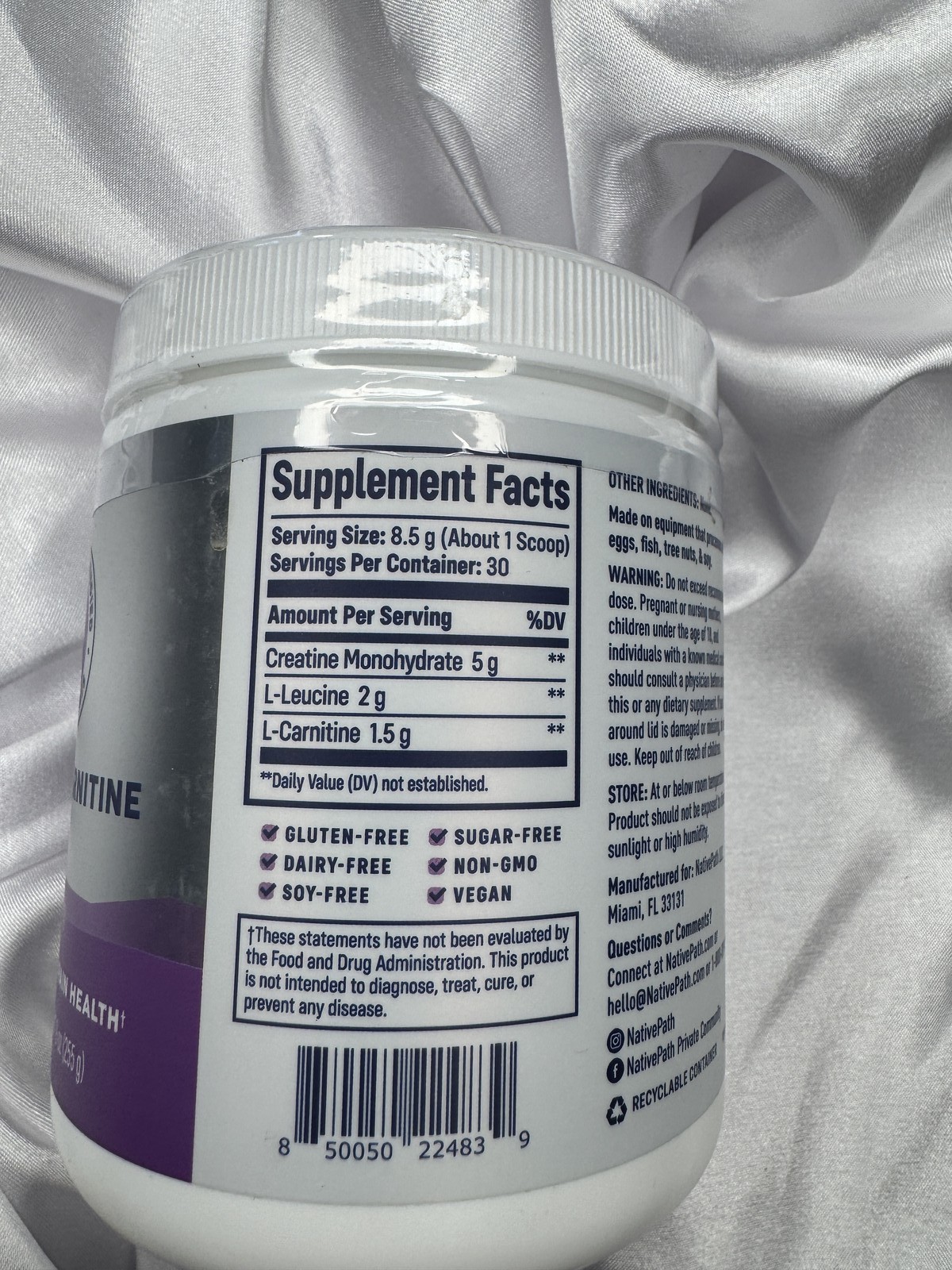 Creatine Monohydrate Powder L-Leucine L-Carnitine 30 Serving EXP:09/27