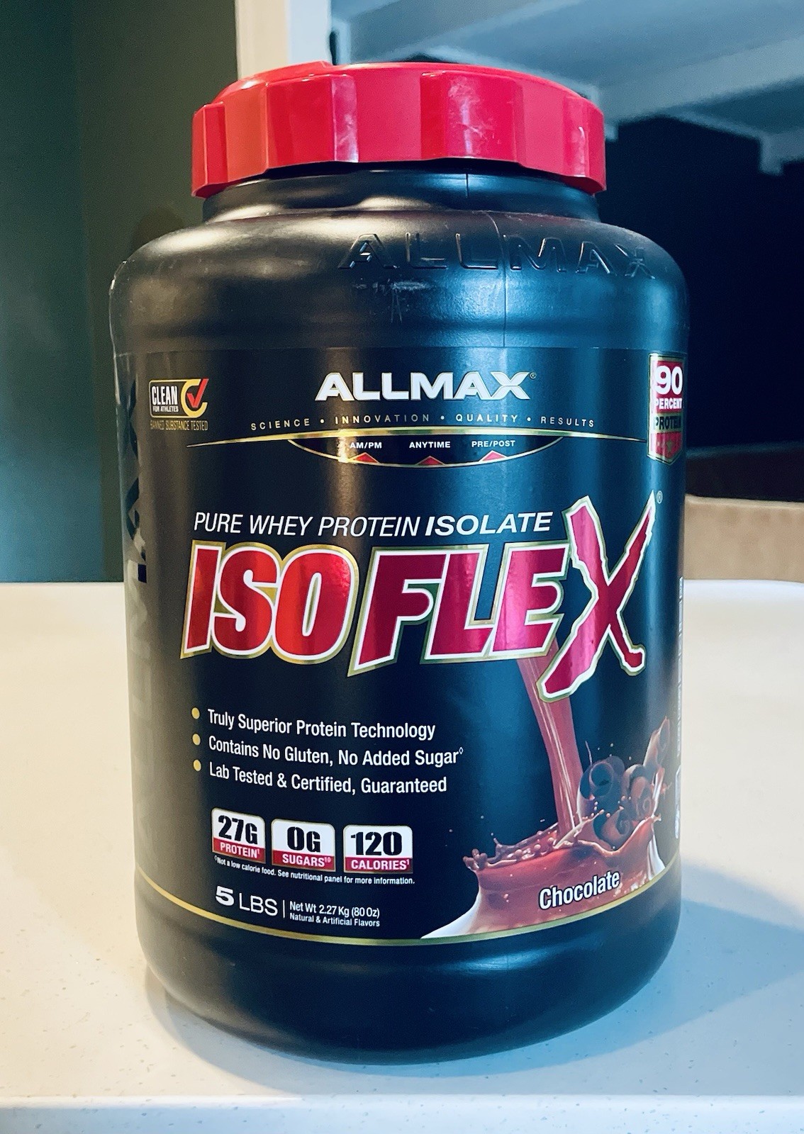 Chocolate ALLMAX NUTRITION ISOFLEX 100% Pure Whey Protein Isolate Powder 27g 5lb