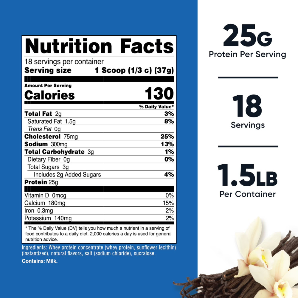 Nutricost Whey Protein Powder, Vanilla, 1.5 lbs, 25g Protein, Muscle Recovery